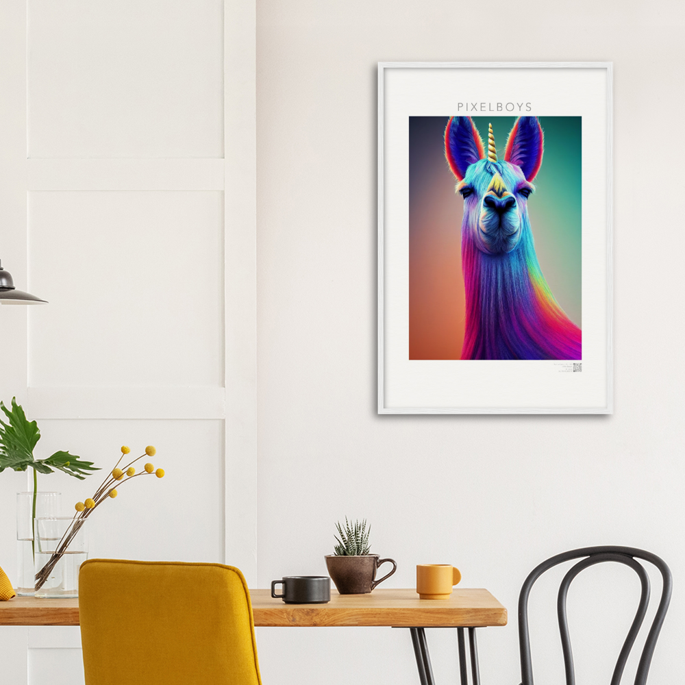 Poster mit Rahmen (Holz)- Karma Lama No. 3 - "Bob" - Wandbild - Bob the Drag Queen - LGBTQI+ - Christopher Street Day - Pride Month - Lesbian - Gay - Bisexual - Transgender - Queer & Intersexual - rainbow flag - unicorn - einhorn - rainbow - regenbogen - heteronormativity - Drag Queens - Asexual - Künstler: "John Grayst" - Pixelboys - Atelier - Acryldruck - Museum - Germany - Berlin - USA - America - New York City - Los Angeles - Chicago - Houston - Phoenix - Philadelphia - Paris - Rom -