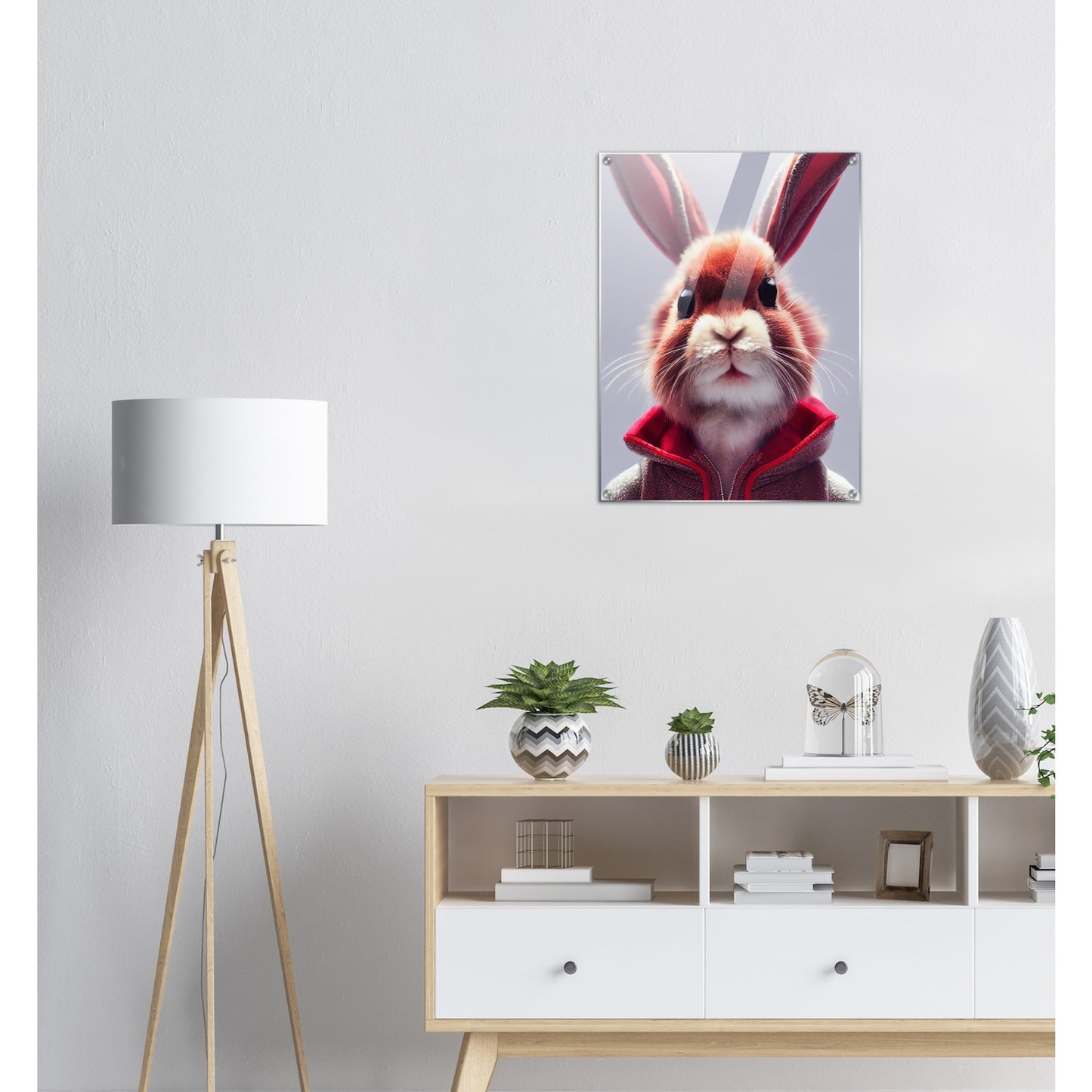 Acryldruck - Museumsqualität - Bunny in grey red tracksuit - "Julius" - Acryl art - personalized mug - customized mug - Cute rabbit - Marke:- Pixelboys - Brand - Art Prints - Marke - Wandkunst - Papierstärke: 250g/qm - Wall Art - Bunny crew - Skater Betty - Hasen Gang - Original - Künstler:Pixelboys - Poster with frame - Office Poster - Acrylkunst - Trend - Wandschmuck - Acrylbild - Atelier Canada - 