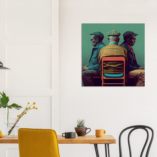 Poster in Museumsqualität - Listening - The Age - Abe, Cletus & Joseph - rasism - motherhood - Posterleisten - USA - Fineart - Posterrahmen  - Wandkunst - Holzrahmen - Poster with frame - people of color - artwork - art brand - printed cup personalized - Holzleisten - pixelboys - Kunstdrucke - wandbilder - wall art - Kunst auf Tassen  - Office Poster - Gastrotassen - Wanddekoration - Acrylkunst - Geschenkidee - Office Poster - Acryldruck - Abstrakte Kunst - Family Art -