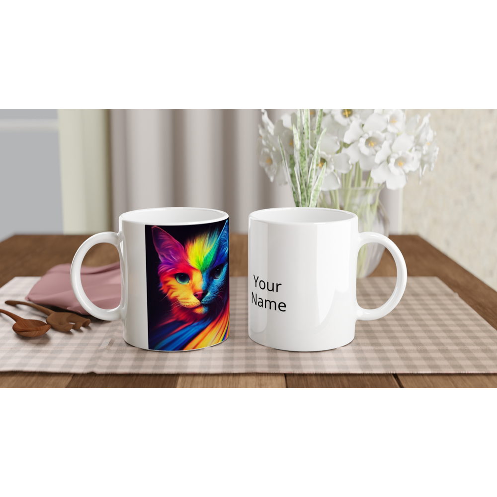 Personalisierte Tasse - Farbenfrohe Regenbogen Katze "Kitty" - Pride Bewegung - Maskottchen -