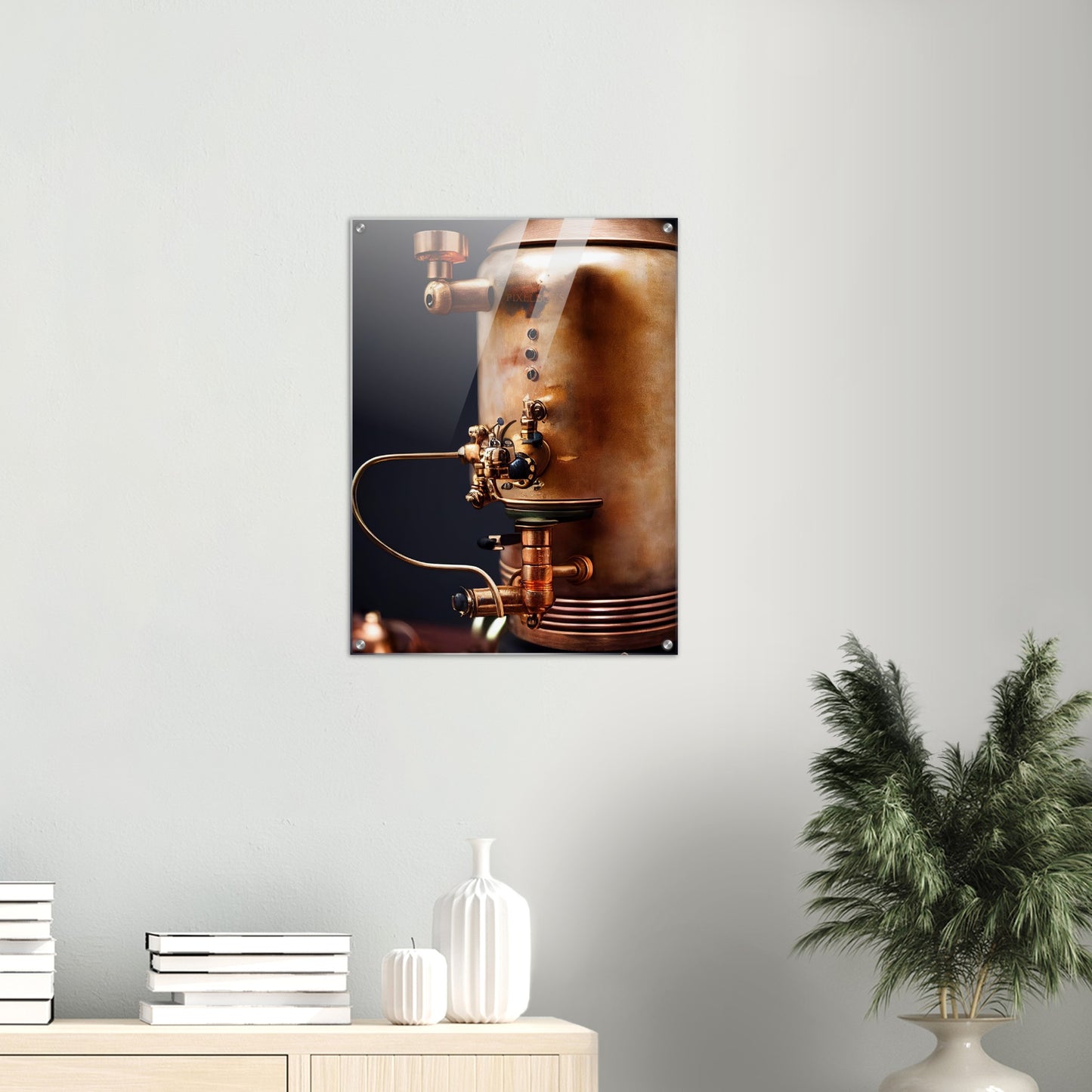 Acrylbild auf Glas - Kunstwerk - Steampunk - Coffee Maker - No.5 - Collection Cup - Pixelboys - Wandbild - Kunstwerk - Hotelkunst - Kunst auf Postern - Fine Art - Steampunk - Future - Maschine - Poster with frame - Office Poster - Art Brand - Pixelboys - Coffee House - Restaurant Poster - Wall Art - Kunstdruck - Geschenkidee - Kunst auf Acrylglas - Future Coffee Cup - Personalisierbare Tasse - Gastro Tasse - exklusiv - Acryldruck - Gastronomie Poster - Hotelposter - Steam Punk Kitchen -   