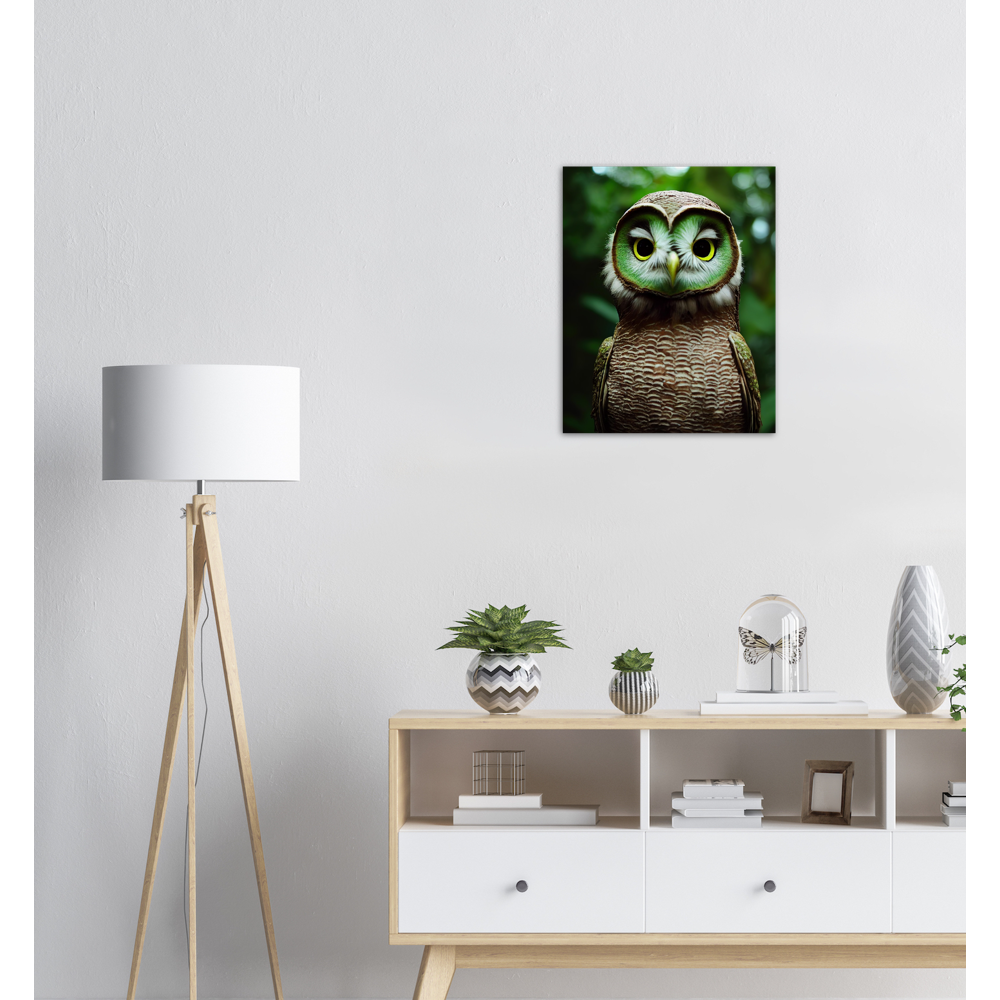 Poster in Museumsqualität - Fruit Owl No. 4 - "Kiki", the Kiwi Owl - Wandkunst - Kunstdruck - (lat. tyto actinidia) - Kiwi Eule - Schleiereulen - Kiwi Owl - Fruchteulen - Vogel - Bird - Strigiformes - Noctua - Ornithologie - Kunstwerk  - Office Poster - Poster mit Rahmen - Kaffee Tasse - Poster mit Leisten - Bedruckte Tassen - Kunst Marke - Art Brand - Acryldruck - Wandbild - Kunstdrucke - Papier: 250g/qm - Künstler: John Grayst & Pixelboys - Eulen - Owl - Geschenkidee - 