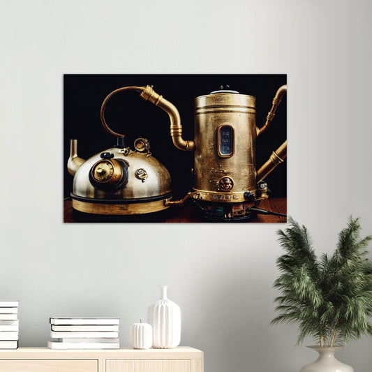 Poster in Museumsqualität - Steampunk - Coffee Maker - No.3 - Collection Cup - Pixelboys - Wandbild - Kunstwerk - Hotelkunst - Kunst auf Postern - Fine Art - Steampunk - Future - Maschine - Poster with frame - Office Poster - Art Brand - Pixelboys - Coffee House - Restaurant Poster - Dekoration - Wall Art - Kunstdruck - Geschenkidee - Kunst auf Acrylglas - Future Coffee Cup - Personalisierbare Tasse - Gastro Tasse -  Gewerbliche Tasse - exklusiv - Gastronomie Poster - Hotelposter - Steam Punk Kitchen - 