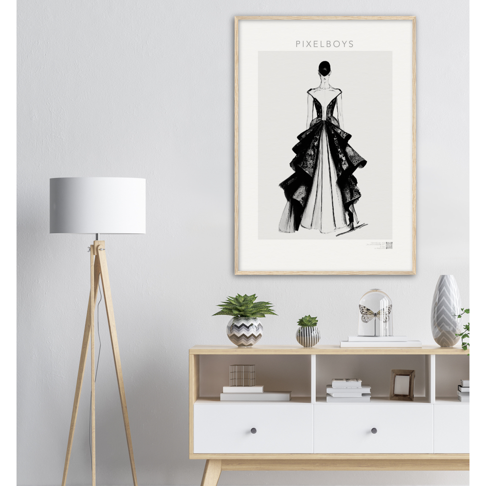 Haute Couture - Poster Set mit Rahmen aus Holz - Haute Couture - No. 6 - "Lina" - Künstler: "The Unknown Artist Nb. 517" Wandbilder - Pixelboys - Atelier - Milano - Berlin - Munich - Madrid - New York - Dubai - Paris - Tokio - Rom - Lisbon -