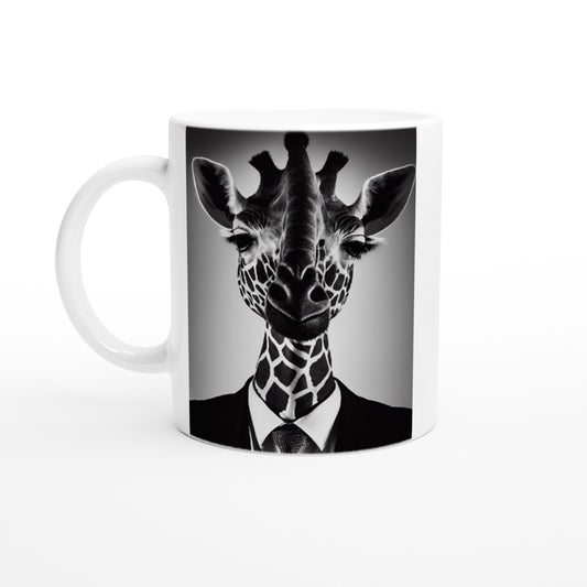 Personalisierbare Tasse - "The giraffe knows" - Business Animals No. 2 "Bridget" - Giraffe - Bedruckte Tasse - Gastro Tasse  Geschäfts Tiere - Gastro Becher - Künstler: "John Grays" Kunstdruck - Pixelboys - Atelier - Milano - Berlin - Munich - Madrid - New York - Dubai - Paris - Tokio - Rom - Lisbon - Ottawa - Bern Switzerland - Amsterdam -