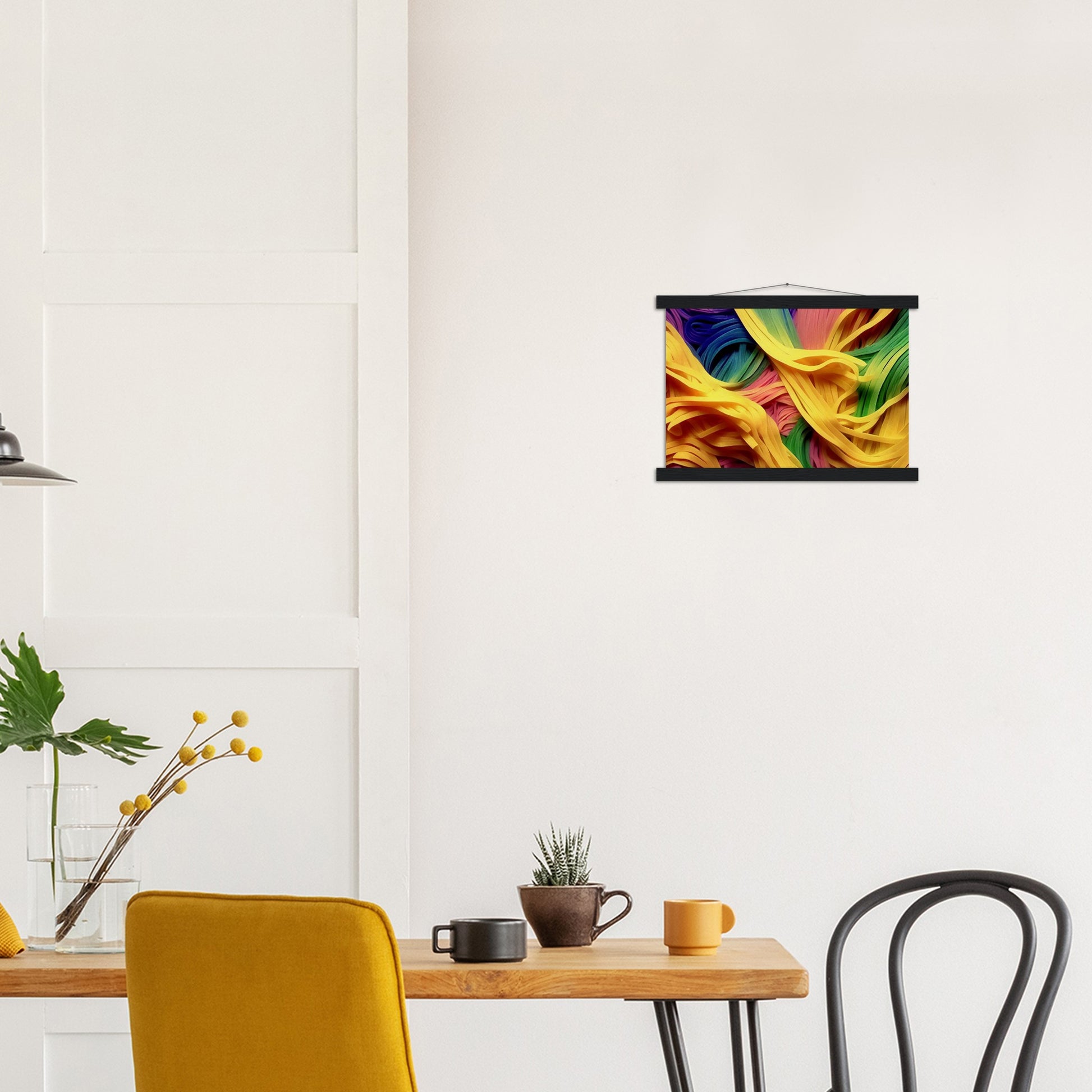 Poster mit Leisten (Holz) - Noodles upside-down - Pasta Love - Italien - China - Restaurant - Nudeln - Pasta - Teigwaren  - Wandkunst - Kunstdruck - Acryldruck - Kunstwerk - Office Poster - Poster mit Rahmen - Kaffee Tasse - Poster mit Leisten - Bedruckte Tassen - Kunst Marke - Art Brand - Kunstdrucke - Papier: 250g/qm - Künstler: Pixelboys - Poster with frame - Geschenkidee - Atelier Rome - Atelier Bologna - Atelier Milano -