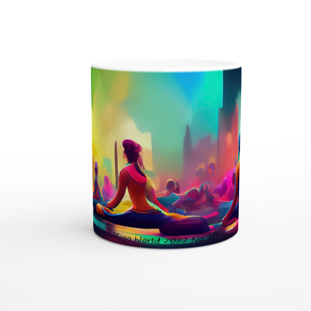 Yoga World No. 2 - by John Grayst, eine Pixelboys Sammeltasse mit Meditationsmotiv