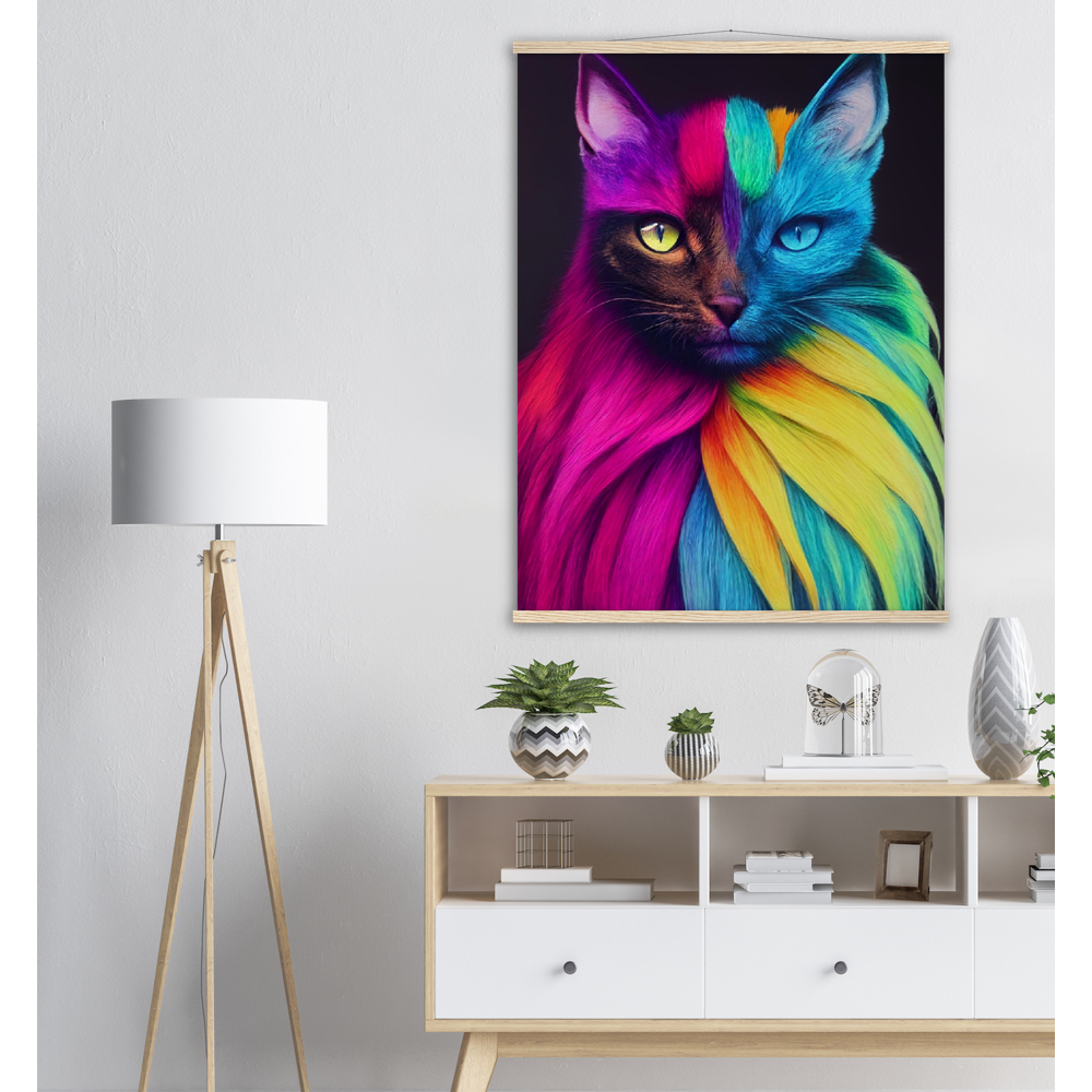 Poster mit Leisten - Mit edler Regenbogenkatze "Bella"