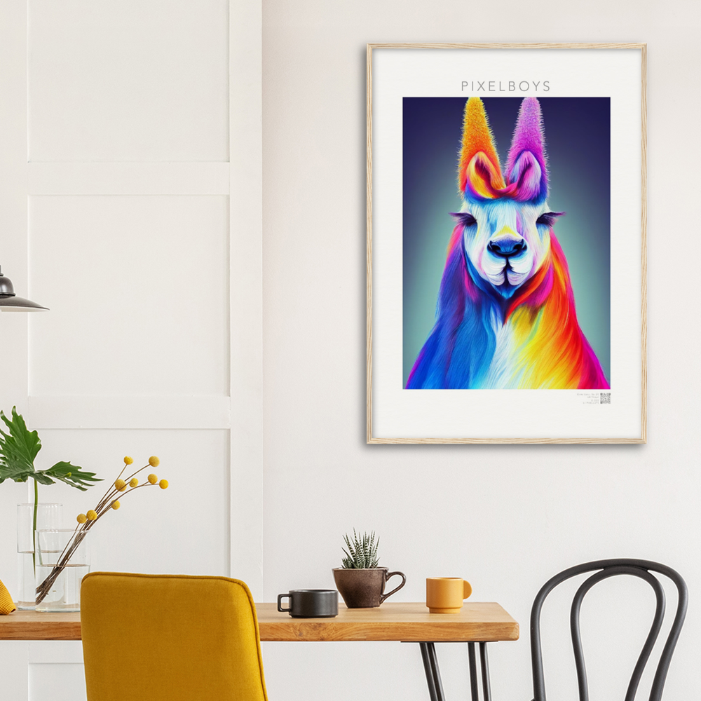 Poster mit Rahmen - Karma Lama No. 2 - "Edna" - Wandbild - Edna Erverage - LGBTQI+ - Christopher Street Day - Pride Month - Lesbian - Gay - Bisexual - Transgender - Queer & Intersexual - rainbow flag - unicorn - einhorn - rainbow - regenbogen - heteronormativity - Drag Queens - Asexual - Künstler: "John Grayst" - Pixelboys - Atelier - Wandbild - Museum - Germany - Berlin - USA - America - New York City - Los Angeles - Chicago - Houston - Phoenix - Philadelphia - Paris - Rom -