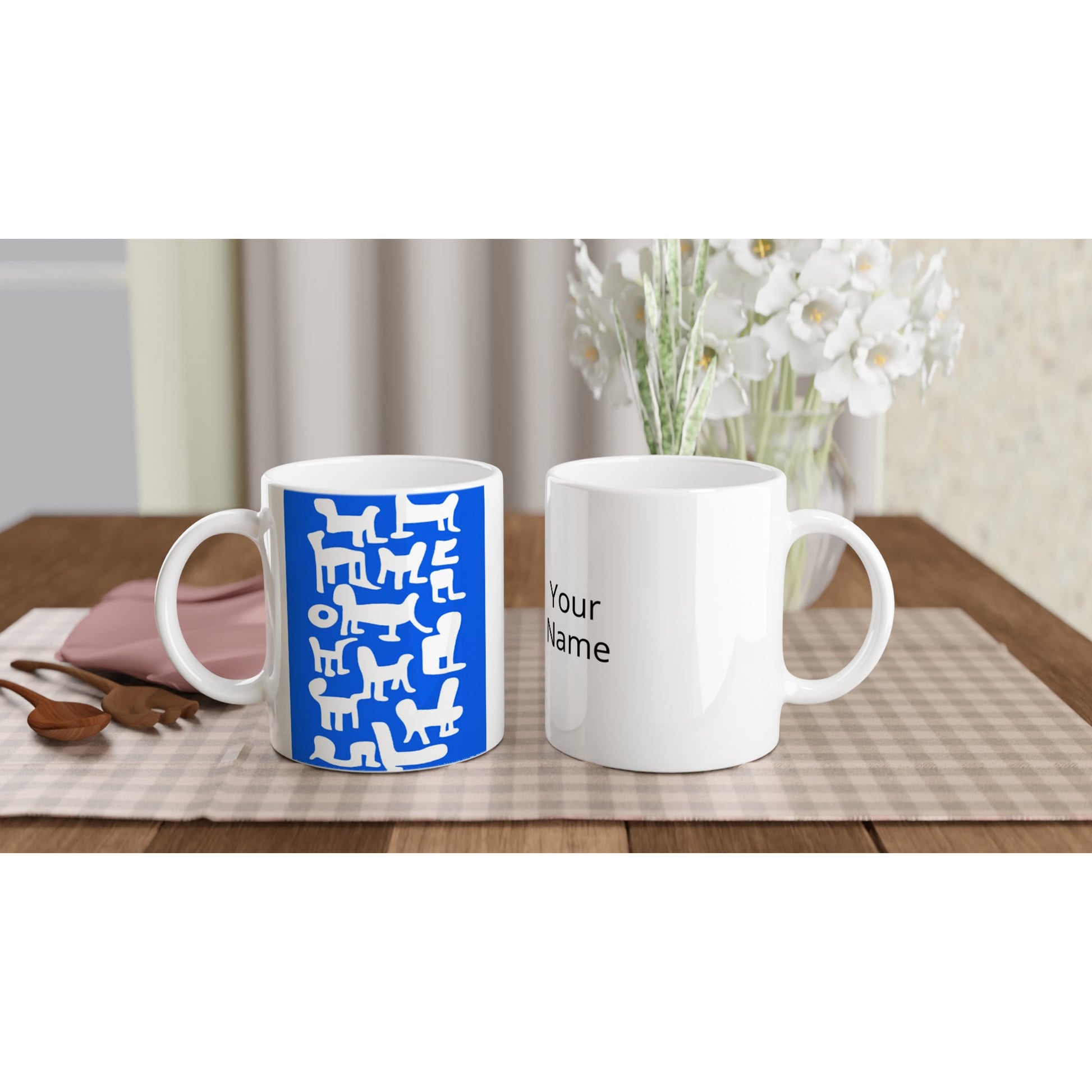 Personalisierbare Tasse - in Museumsqualität - Doodlemania "weird animals on blue" - No.1 - Hunde - Katzen - Doodle Kunst - Poster mit Rahmen - doodle artwork - Acrylbild - Kunstdruck - Wandbild - office Poster - Poster with frame -  Künstler: Pixelboys & The Unknown Artist Nb.517 - keith haring - anti stress art - Art Brand - 