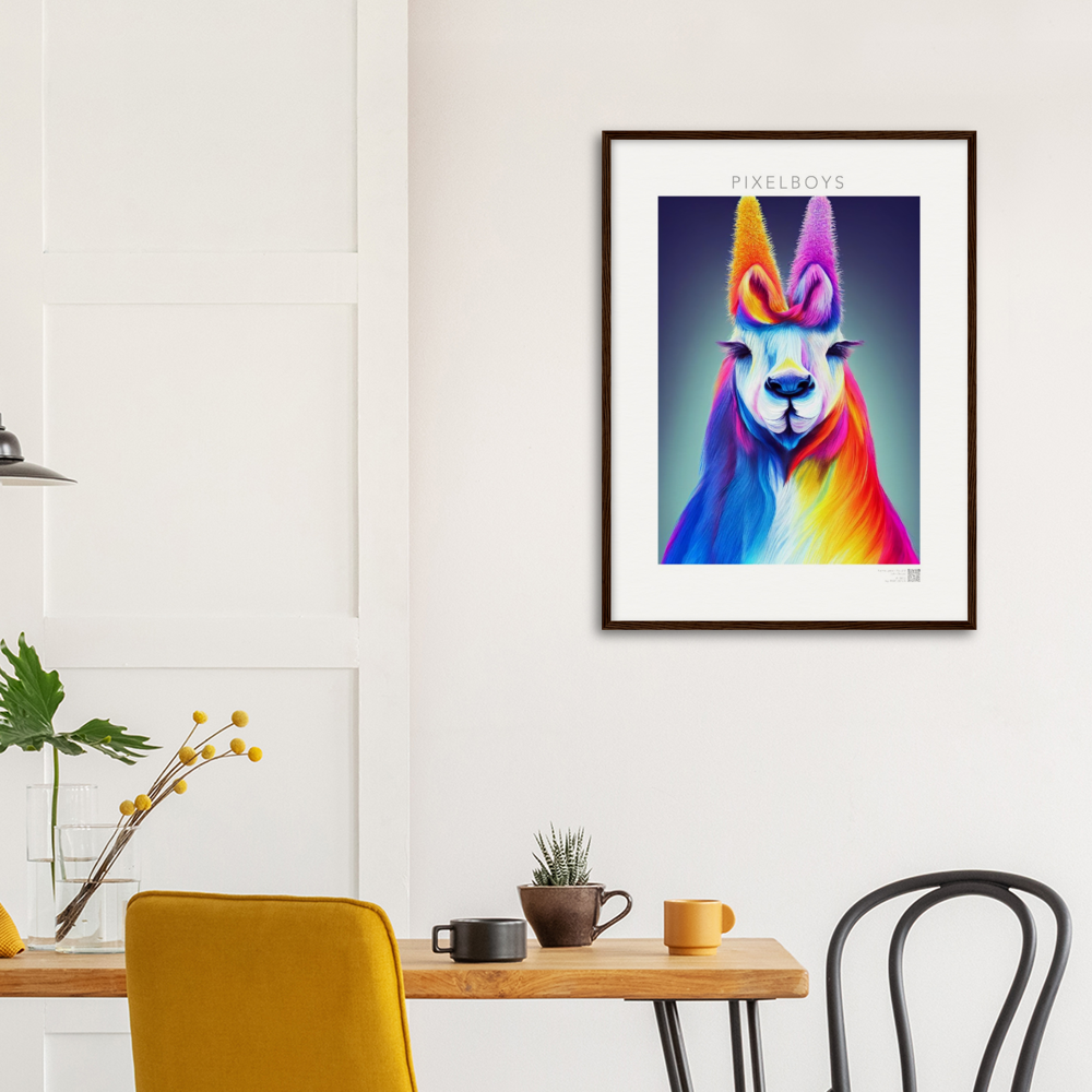 Poster mit Rahmen - Karma Lama No. 2 - "Edna" - Wandbild - Edna Erverage - LGBTQI+ - Christopher Street Day - Pride Month - Lesbian - Gay - Bisexual - Transgender - Queer & Intersexual - rainbow flag - unicorn - einhorn - rainbow - regenbogen - heteronormativity - Drag Queens - Asexual - Künstler: "John Grayst" - Pixelboys - Atelier - Wandbild - Museum - Germany - Berlin - USA - America - New York City - Los Angeles - Chicago - Houston - Phoenix - Philadelphia - Paris - Rom -