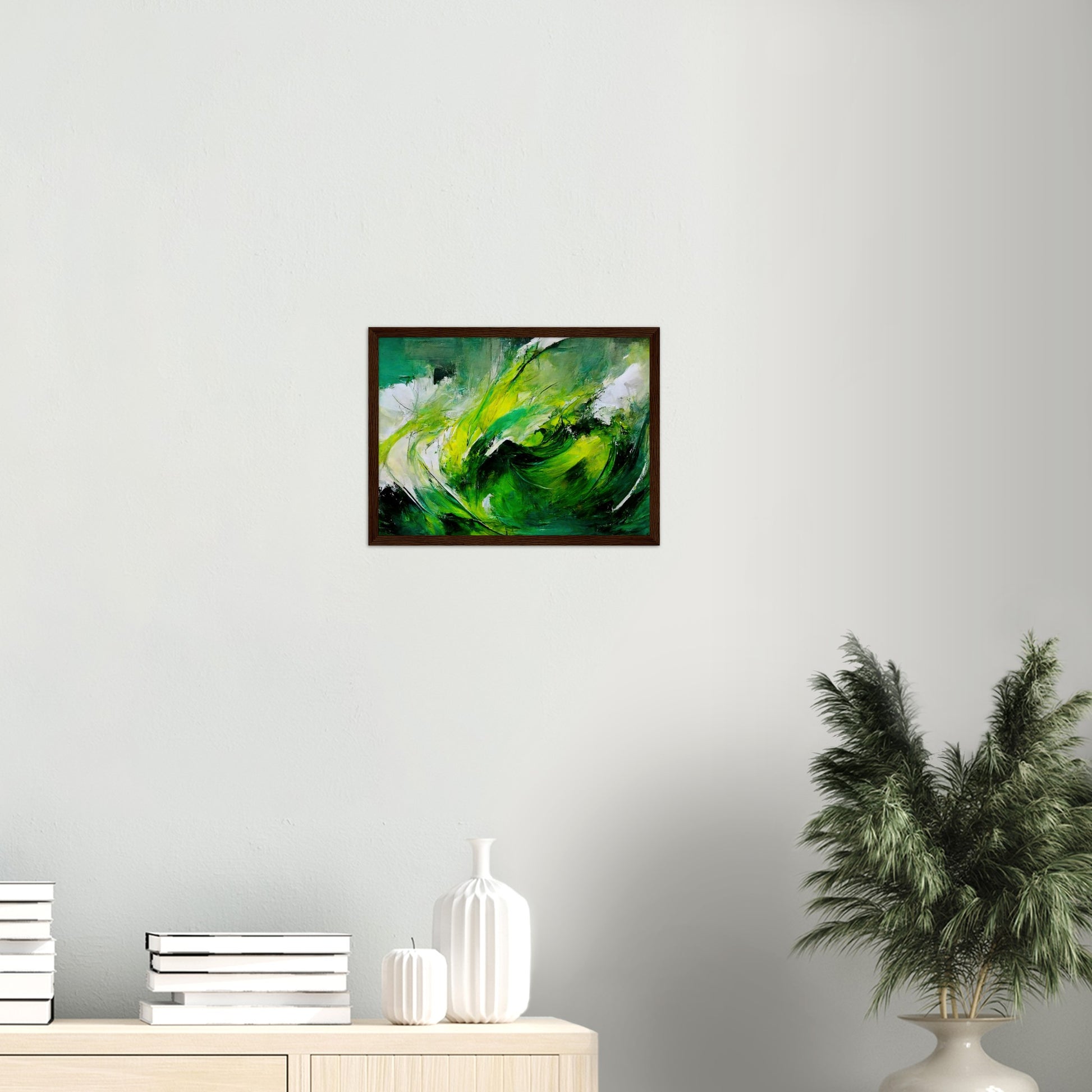 Poster mit Rahmen (Holz) in Museumsqualität - Green Storm - Ölgemälde - Grüner Sturm - Abstract - Klima - Planet - Fineart - Green Sea - Wandkunst - Holzrahmen - Poster with frame - Abstract Green Kollektion - artwork - art brand - printed cup personalized - pixelboys - Kunstdrucke - wandbilder - wall art - Kunst auf Tassen - vintage art - Office Poster - Gastrotassen - Wanddekoration - Fineart  - Colorfull - Dynamic - Geschenkidee - Acrylkunst - Geschenkidee - Office Poster - Acryldruck - Abstrakte Kunst -