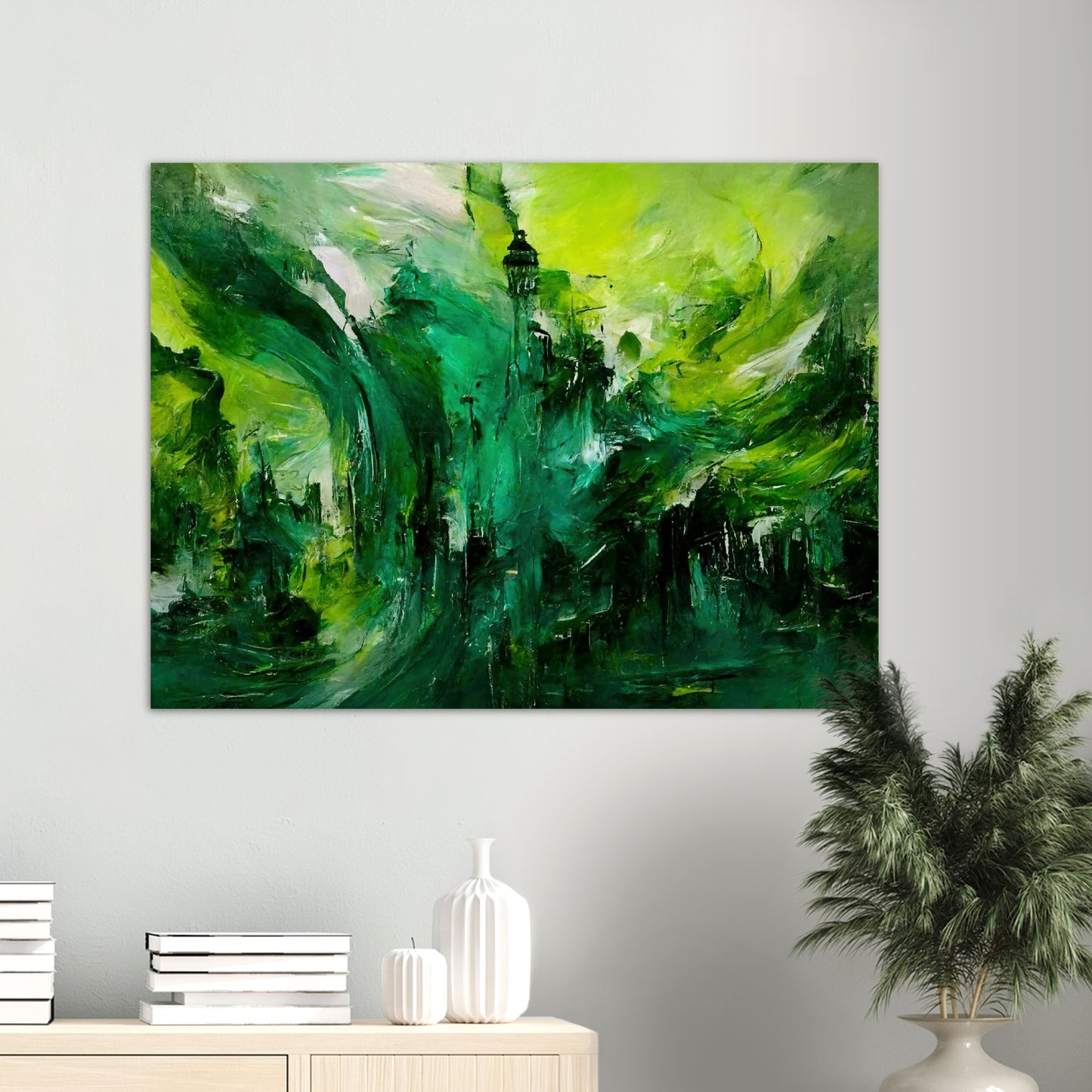 Poster in Museumsqualität - Storm over London - „Revenge of Nature“ - Ölgemälde - Grüner Sturm - Abstract - London - Planet - Fineart - Green Sea - Wandkunst - Holzleisten - Poster with frame - Abstract Green Kollektion - artwork - art brand - printed cup personalized - Holzrahmen - pixelboys - Kunstdrucke - wandbilder - wall art - Kunst auf Tassen  - Office Poster - Gastrotassen - Wanddekoration - Fineart  - Colorfull - Dynamic - Acrylkunst - Geschenkidee - Office Poster - Acryldruck - Abstrakte Kunst -