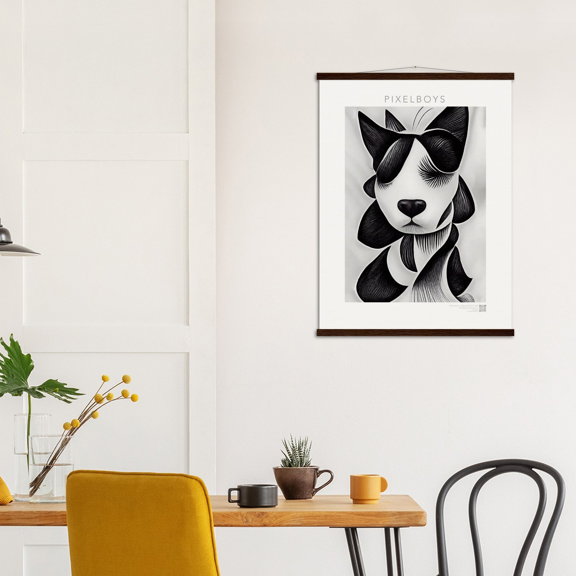 Poster mit Leisten (Holz) - in Museumsqualität - Doodlemania "a dog named Muffin"- No.4 - Wandbild - doodle mania art collection - wall art - Hunde - Doodle Kunst - dogs- doodle posters and art prints - Poster mit Rahmen - doodle artwork - Acrylbild - Kunstdruck - Wandbild - office Poster - Poster with frame -  Künstler: Pixelboys & The Unknown Artist Nb.517 - keith haring - Gastro Art - anti stress art - Art Brand - Kunstdruck -