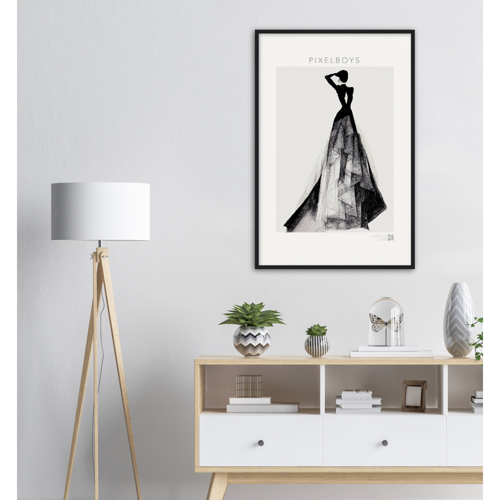 Poster Set mit Rahmen aus Holz in Museumsqualität - Haute Couture - Haute Couture - No. 3 - "Emma"- Künstler: "The Unknown Artist Nb. 517" Wandbilder - Kunstdrucke - Pixelboys - Atelier - Milano - Berlin - Munich - New York - Dubai - Paris - Tokio - 