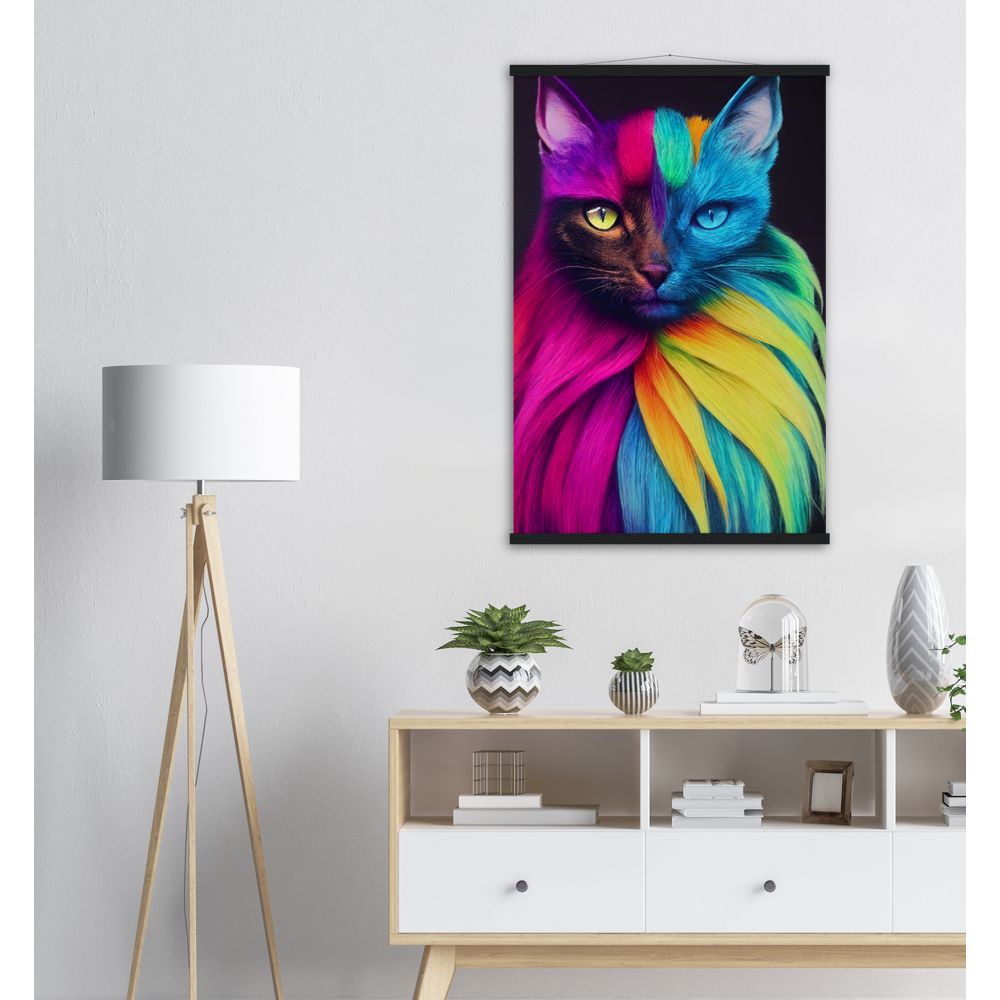 Poster mit Leisten - Mit edler Regenbogenkatze "Bella"