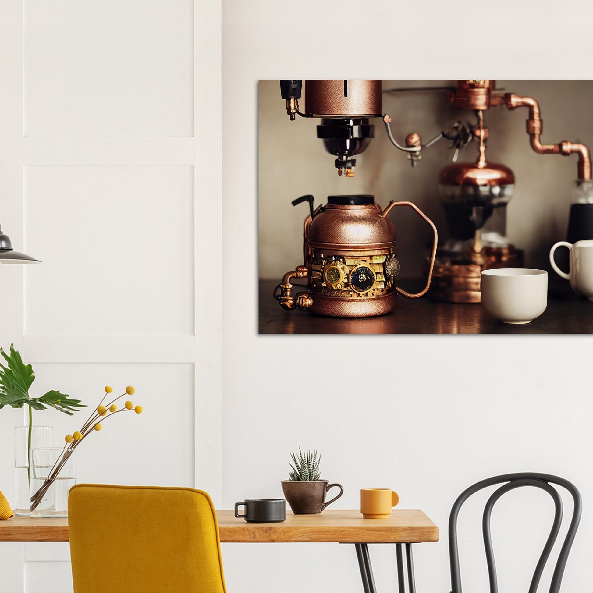 Poster in Museumsqualität - Steampunk - Coffee Maker - No.1 - Wandbild - Kunstwerk - Kunst auf Postern - Fine Art - Steampunk - Future - Maschine - Poster with frame - Office Poster - Art Brand - Pixelboys - Coffee House - Restaurant Poster - Schöner Wohnen - Dekoration - Wall Art - Kunstdruck - Geschenkidee - Kunst auf Acrylglas - Personalisierbare Tasse -