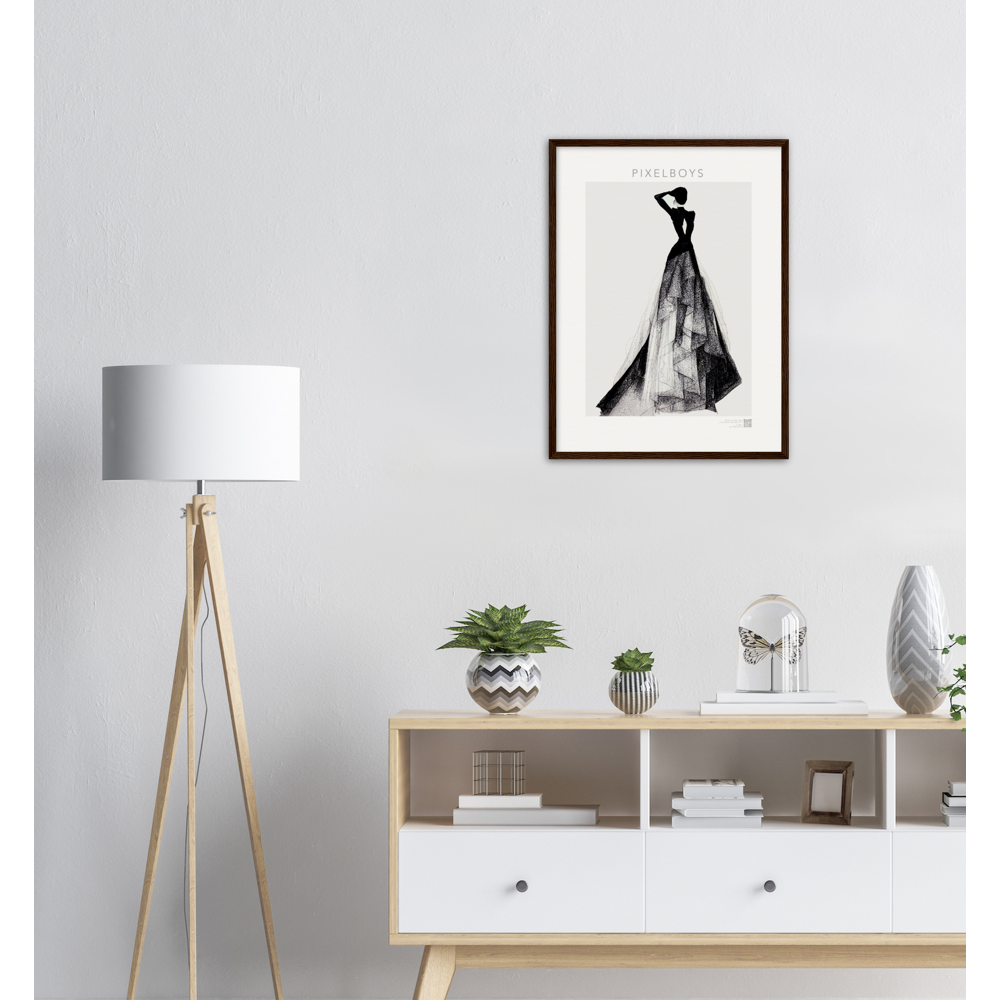 Poster Set mit Rahmen aus Holz in Museumsqualität - Haute Couture - Haute Couture - No. 3 - "Emma"- Künstler: "The Unknown Artist Nb. 517" Wandbilder - Kunstdrucke - Pixelboys - Atelier - Milano - Berlin - Munich - New York - Dubai - Paris - Tokio - 