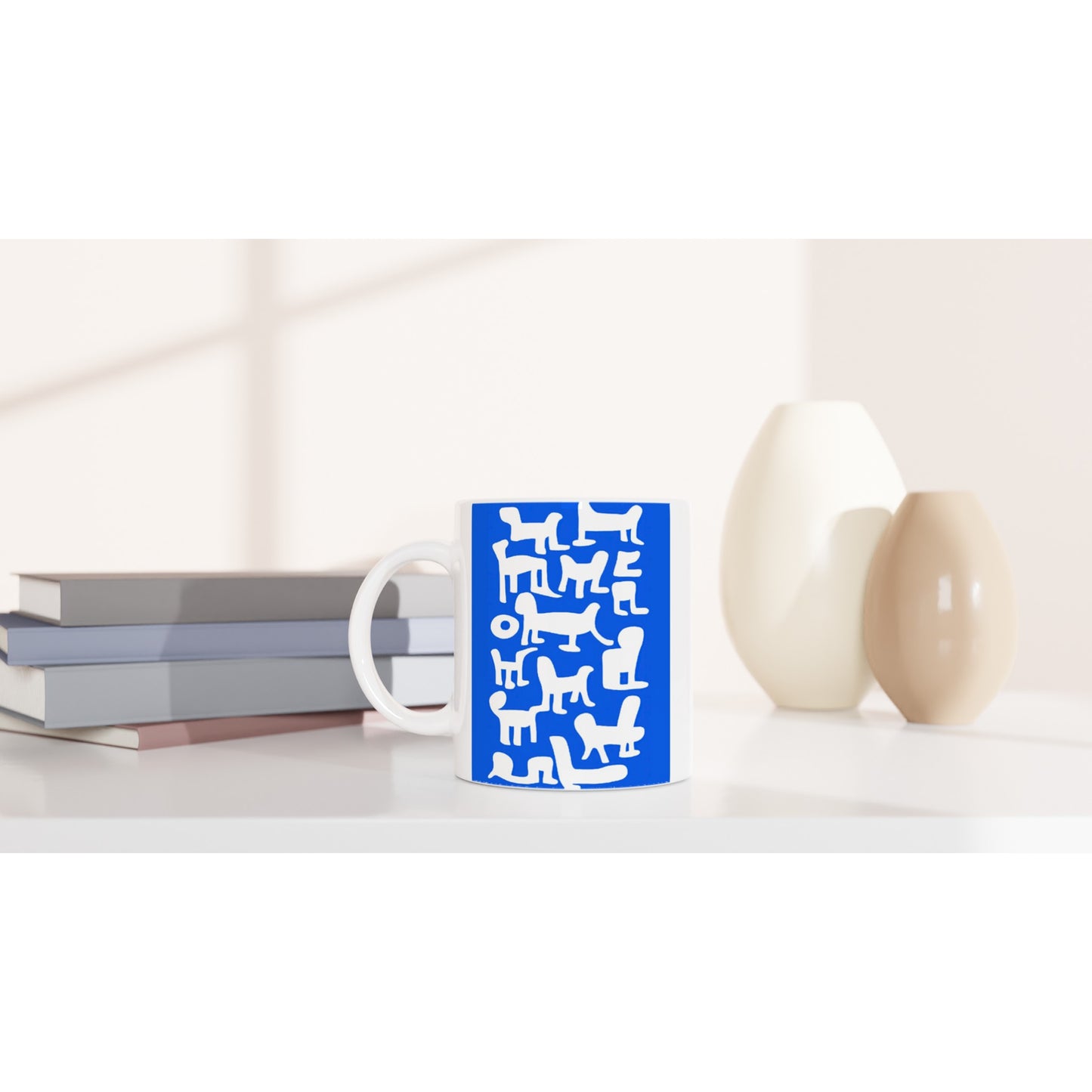 Personalisierbare Tasse - in Museumsqualität - Doodlemania "weird animals on blue" - No.1 - Hunde - Katzen - Doodle Kunst - Poster mit Rahmen - doodle artwork - Acrylbild - Kunstdruck - Wandbild - office Poster - Poster with frame -  Künstler: Pixelboys & The Unknown Artist Nb.517 - keith haring - anti stress art - Art Brand - 