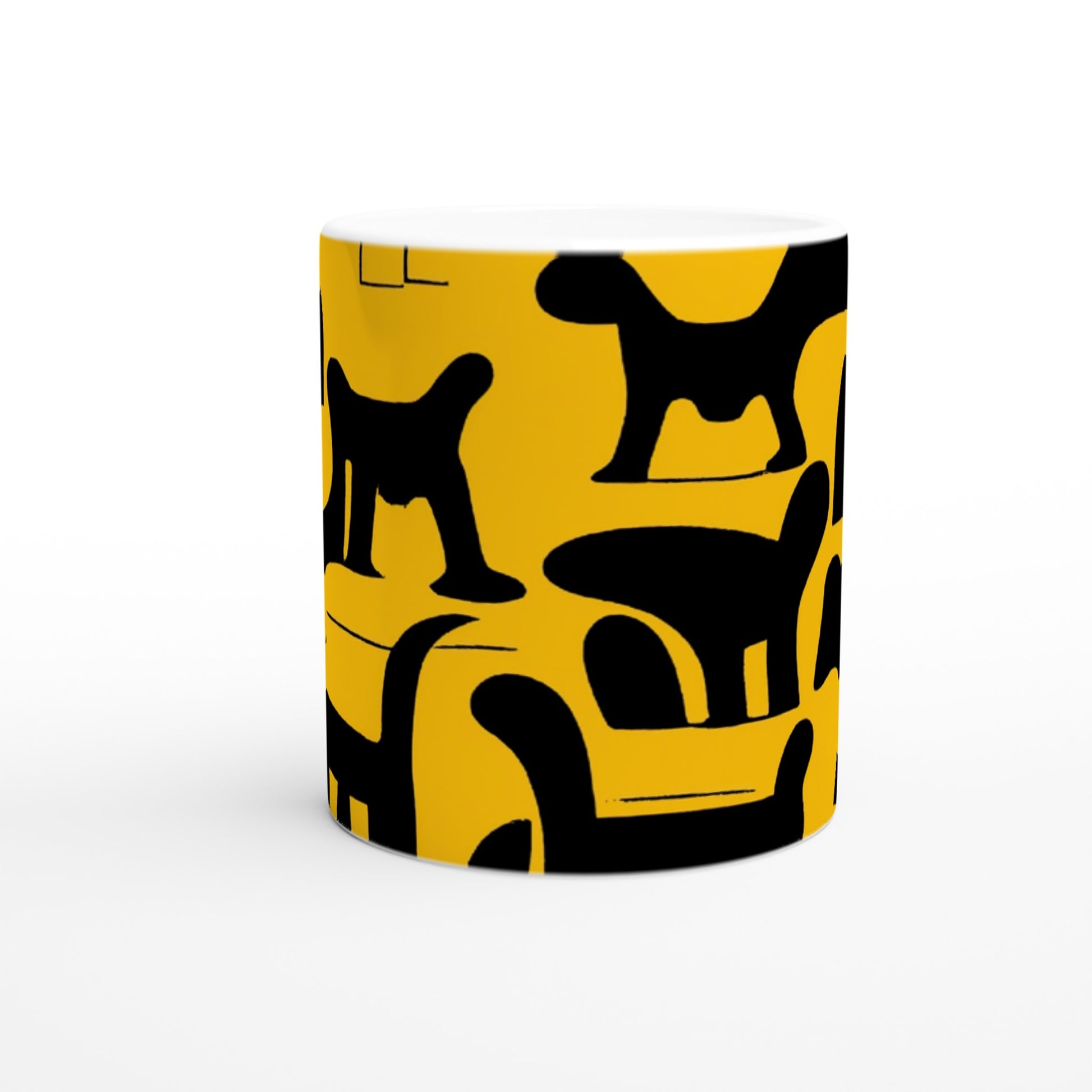 Bedruckte Sammeltasse - Doodlemania "weird animals on yellow" - No.3 - bedruckte Tasse-  gelb - Cup - Hunde - Katzen - Doodle Kunst - dogs - Cats - gastro - Poster mit Rahmen - doodle artwork - Acrylbild - Kunstdruck - Wandbild - office Poster - Poster with frame -  Künstler: Pixelboys & The Unknown Artist Nb.517 - keith haring - Gastro Art - anti stress art - Art Brand - Kunstdruck - Gastro Tasse - 