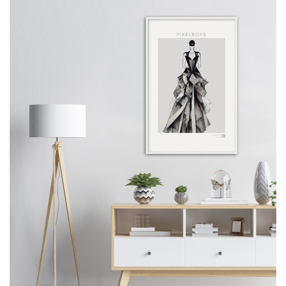 Haute Couture Poster Set mit Rahmen aus Holz in Museumsqualität - Haute Couture - No. 4 - "Alice" - Künstler: "The Unknown Artist Nb. 517" Wandbilder - Kunstdrucke - Pixelboys - Atelier - Milano - Berlin - Munich - Madrid - New York - Dubai - Paris - Tokio - 