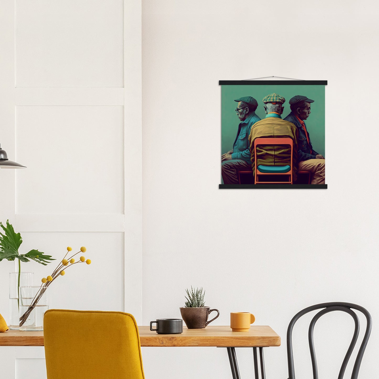 Poster mit Leisten (Holz) in Museumsqualität - Listening - The Age - Abe, Cletus & Joseph - rasism - motherhood - Posterleisten - USA - Fineart - Posterrahmen  - Wandkunst - Holzrahmen - Poster with frame - people of color - artwork - art brand - printed cup personalized - Holzleisten - pixelboys - Kunstdrucke - wandbilder - wall art - Kunst auf Tassen  - Office Poster - Gastrotassen - Wanddekoration - Acrylkunst - Geschenkidee - Office Poster - Acryldruck - Abstrakte Kunst - Family Art -