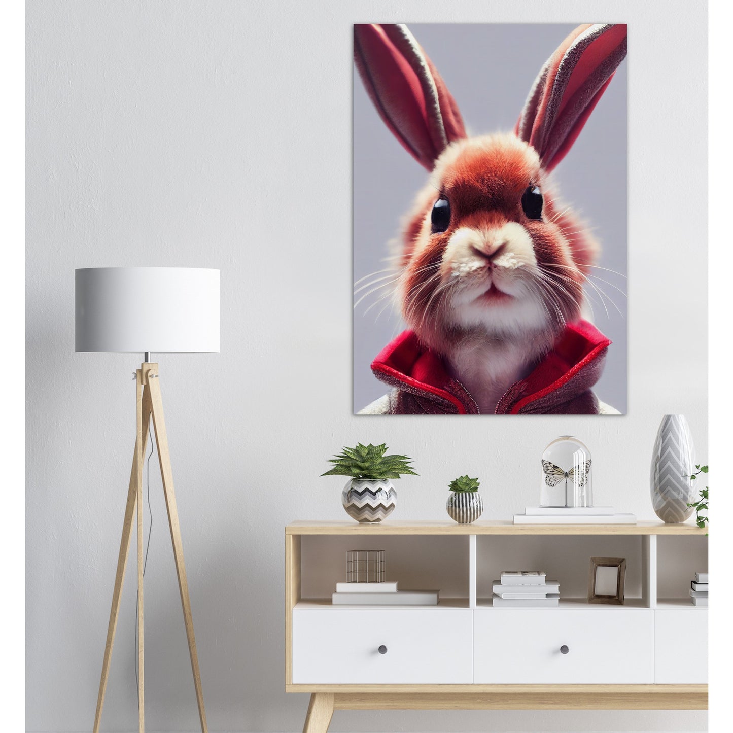 Poster in Museumsqualität - Bunny in grey red tracksuit - "Julius" - personalized mug - customized mug - Cute rabbit - Marke:- Pixelboys - Brand - Art Prints - Marke - Wandkunst - Papierstärke: 250g/qm - Wall Art - Bunny crey - Skater Betty - Hasen Gang - Original - Künstler:Pixelboys - Poster with frame - Office Poster - Trend - Wandschmuck - Atelier USA - 