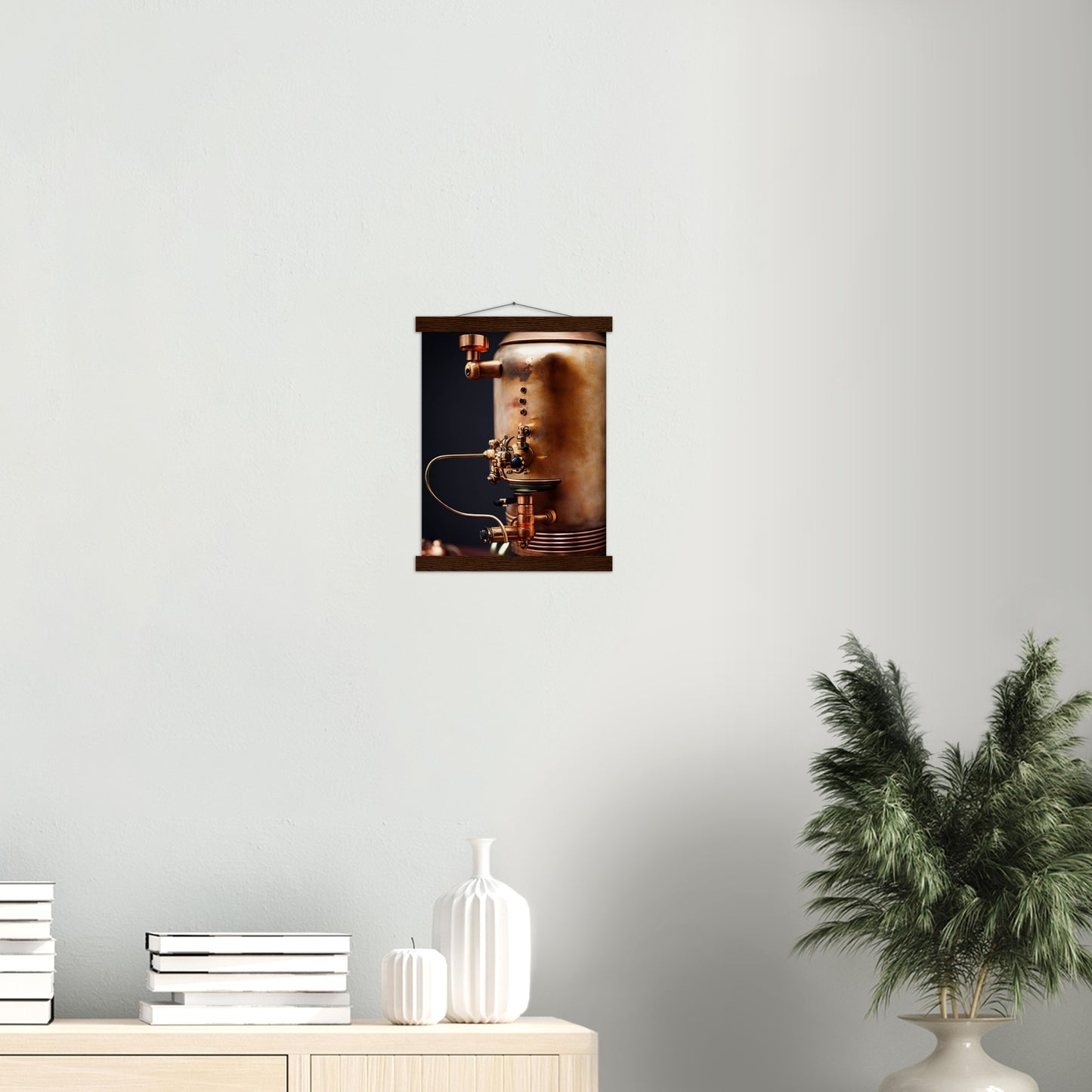 Poster mit Leisten (Holz) - Steampunk - Coffee Maker - No.5 - Collection Cup - Pixelboys - Wandbild - Kunstwerk - Hotelkunst - Kunst auf Postern - Fine Art - Steampunk - Future - Maschine - Poster with frame - Office Poster - Art Brand - Pixelboys - Coffee House - Restaurant Poster - Wall Art - Kunstdruck - Geschenkidee - Kunst auf Acrylglas - Future Coffee Cup - Personalisierbare Tasse - Gastro Tasse - exklusiv - Acryldruck - Gastronomie Poster - Hotelposter - Steam Punk Kitchen -   