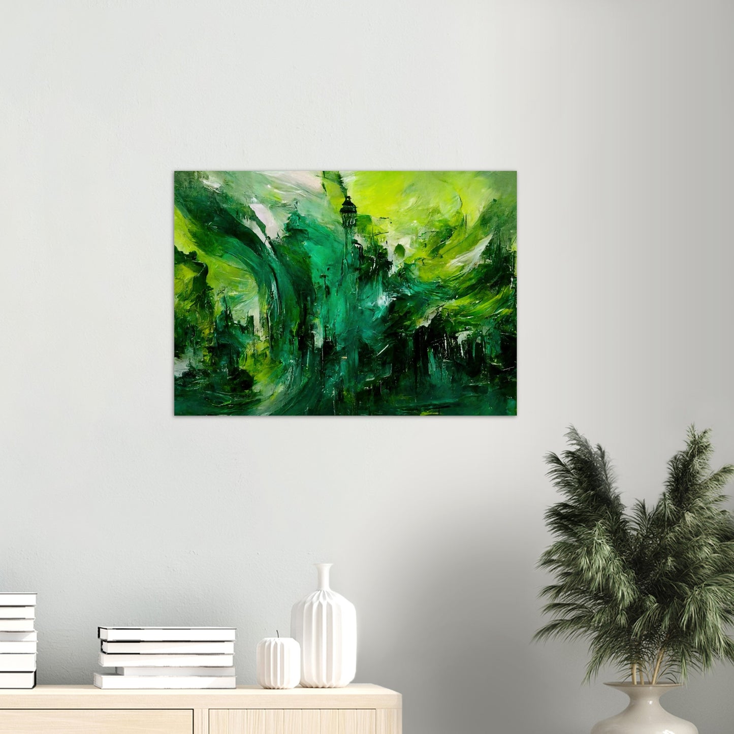 Poster in Museumsqualität - Storm over London - „Revenge of Nature“ - Ölgemälde - Grüner Sturm - Abstract - London - Planet - Fineart - Green Sea - Wandkunst - Holzleisten - Poster with frame - Abstract Green Kollektion - artwork - art brand - printed cup personalized - Holzrahmen - pixelboys - Kunstdrucke - wandbilder - wall art - Kunst auf Tassen  - Office Poster - Gastrotassen - Wanddekoration - Fineart  - Colorfull - Dynamic - Acrylkunst - Geschenkidee - Office Poster - Acryldruck - Abstrakte Kunst -