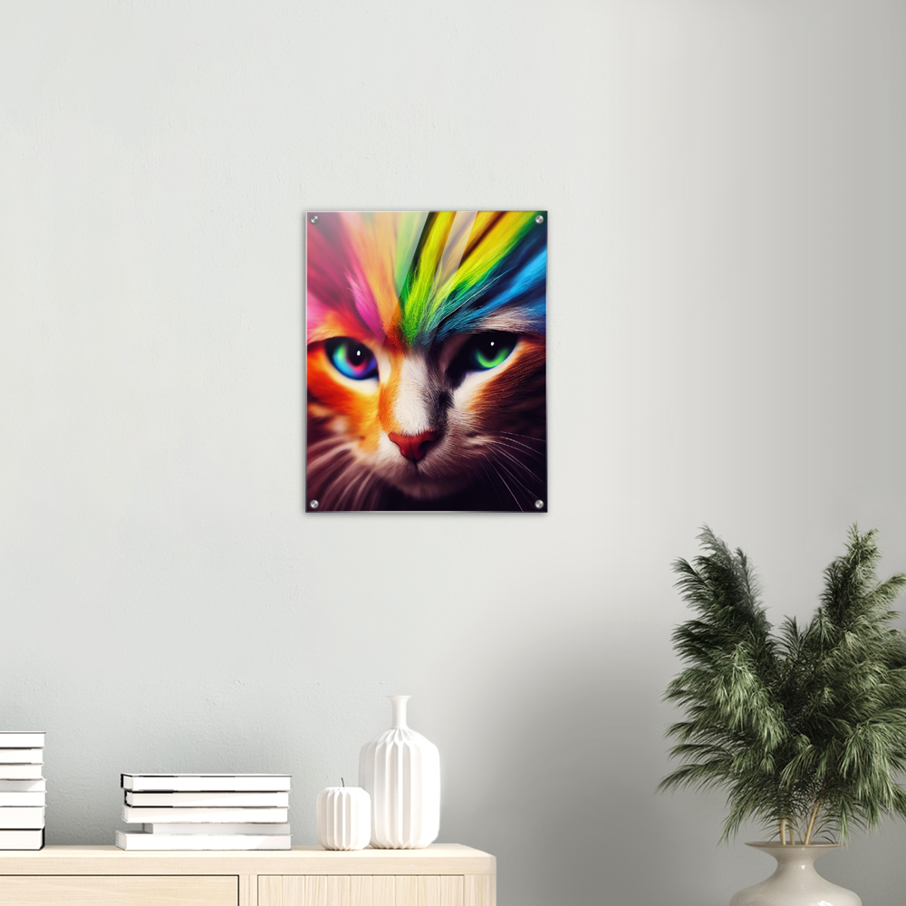 Acrylbild - Die bunte Katzen Löwin "Nala" Acryldrucke mit Katzenmotiven - Poster Online Show - Wallart - XXL Wandbilder