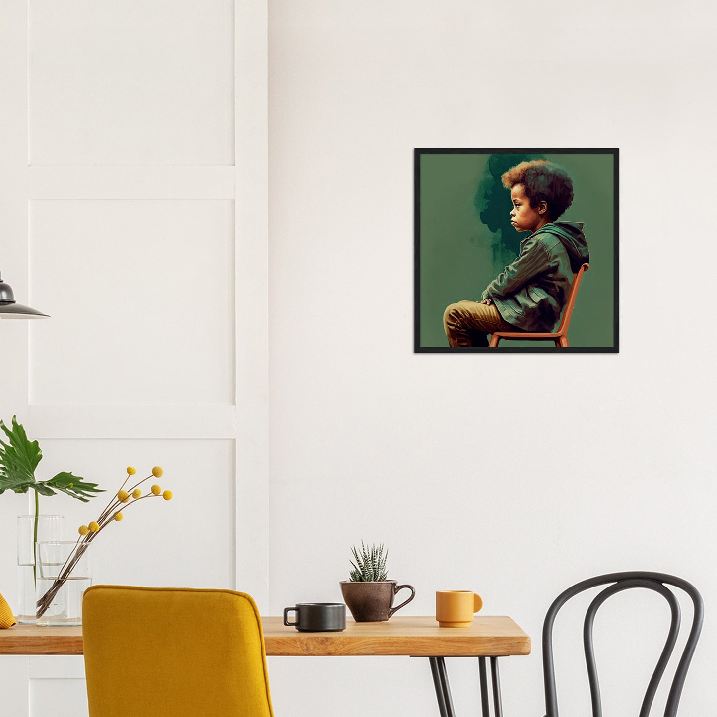 Poster mit Holzrahmen - in Museumsqualität - Listening - The Son - Jeffrey - rasism - motherhood - Posterleisten - USA - Fineart - Posterrahmen  - Wandkunst - Holzrahmen - Poster with frame - people of color - artwork - art brand - printed cup personalized - Holzleisten - pixelboys - Kunstdrucke - wandbilder - wall art - Kunst auf Tassen  - Office Poster - Gastrotassen - Wanddekoration - Acrylkunst - Geschenkidee - Office Poster - Acryldruck - Abstrakte Kunst - Family Art -