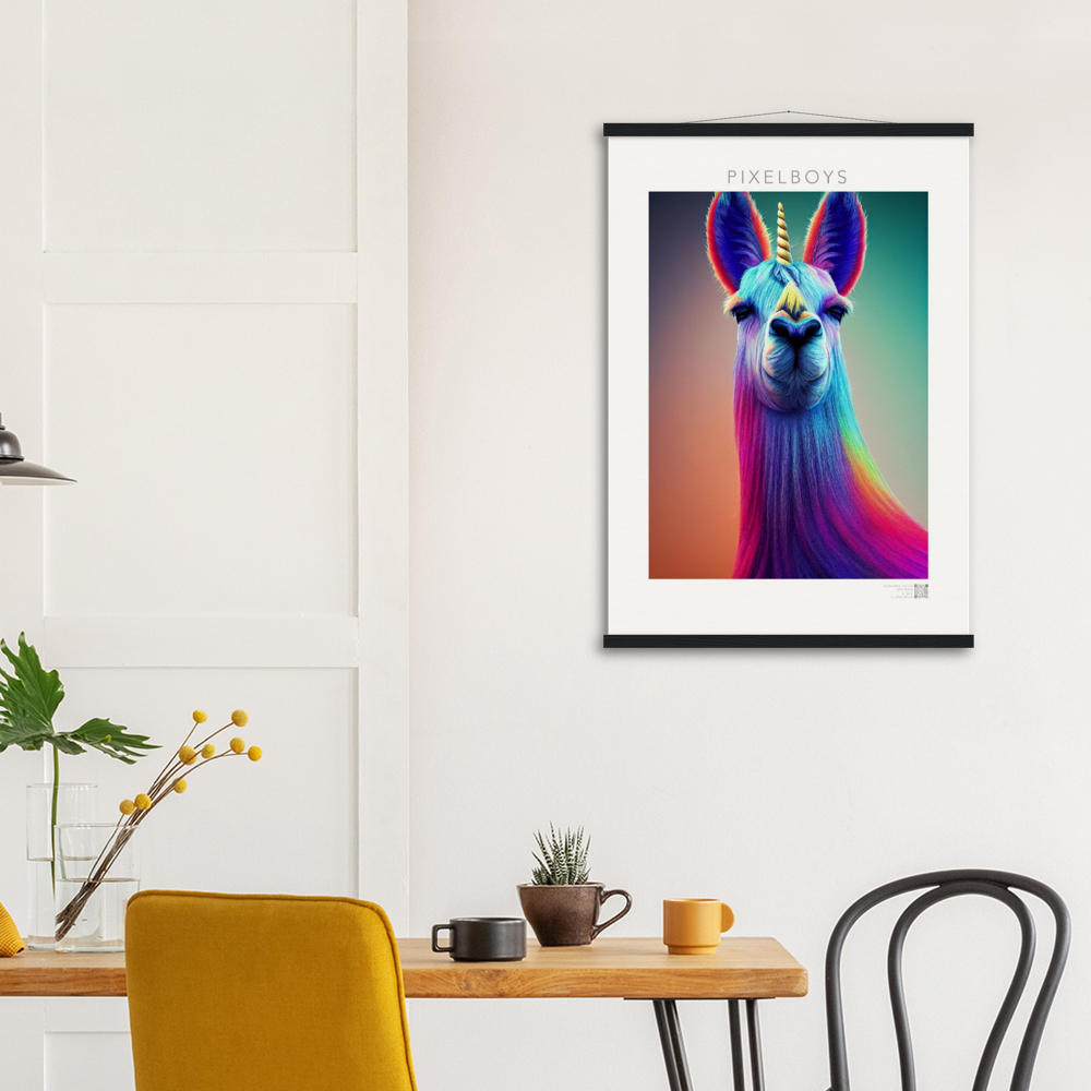 Poster mit Leisten (Holz)- Karma Lama No. 3 - "Bob" - Wandbild - Bob the Drag Queen - LGBTQI+ - Christopher Street Day - Pride Month - Lesbian - Gay - Bisexual - Transgender - Queer & Intersexual - rainbow flag - unicorn - einhorn - rainbow - regenbogen - heteronormativity - Drag Queens - Asexual - Künstler: "John Grayst" - Pixelboys - Atelier - Acryldruck - Museum - Germany - Berlin - USA - America - New York City - Los Angeles - Chicago - Houston - Phoenix - Philadelphia - Paris - Rom -