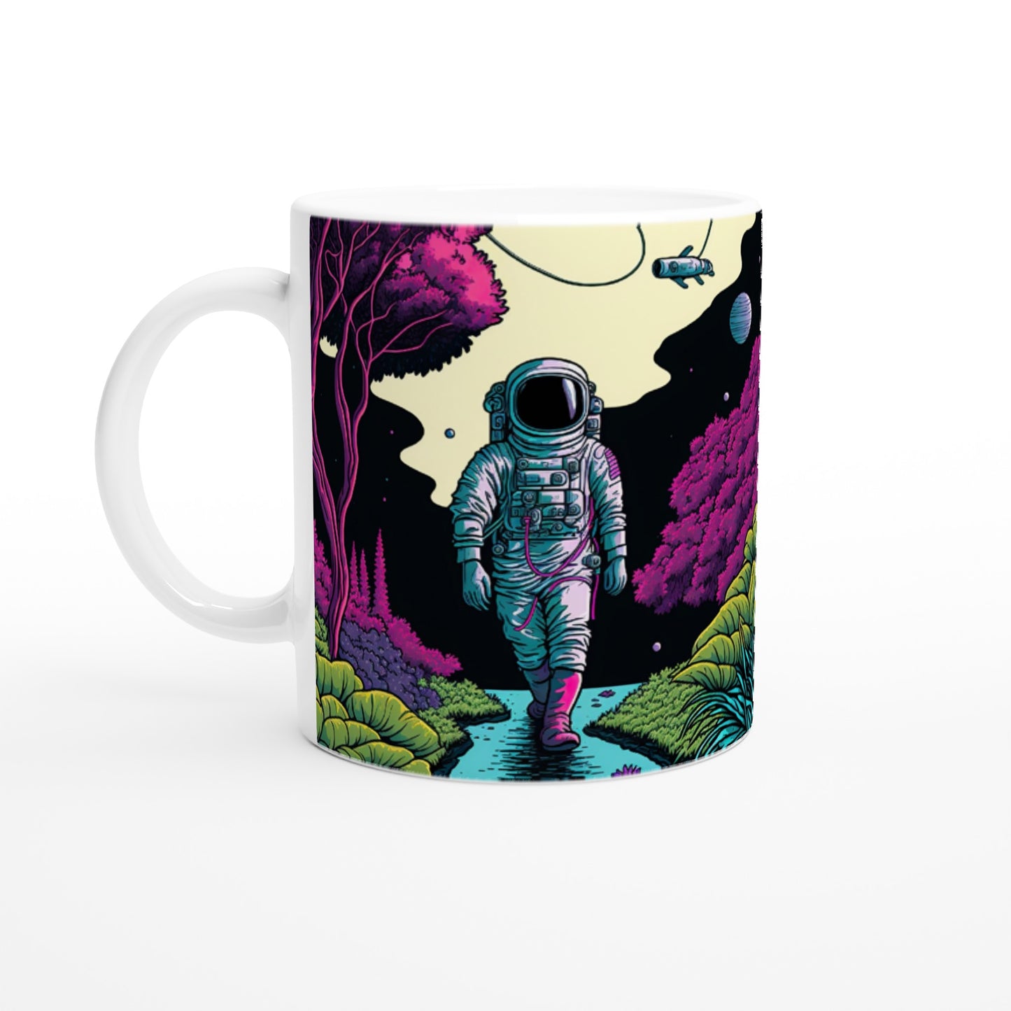 Personalisierte Tasse (bedruckt) in Museumsqualität - Wandering Astronaut - Stephen - Illustration - Astronaut - Panorama - Rocketman - Posterleisten - USA - Fineart - Posterrahmen  - Wandkunst - Holzrahmen - Poster with frame - artwork - art brand - printed cup personalized - Holzleisten - pixelboys - Kunstdrucke - wandbilder - wall art - Kunst auf Tassen  - Office Poster - Gastrotassen - Wanddekoration - Acrylkunst - Geschenkidee - Office Poster - Acryldruck - Abstrakte Kunst -