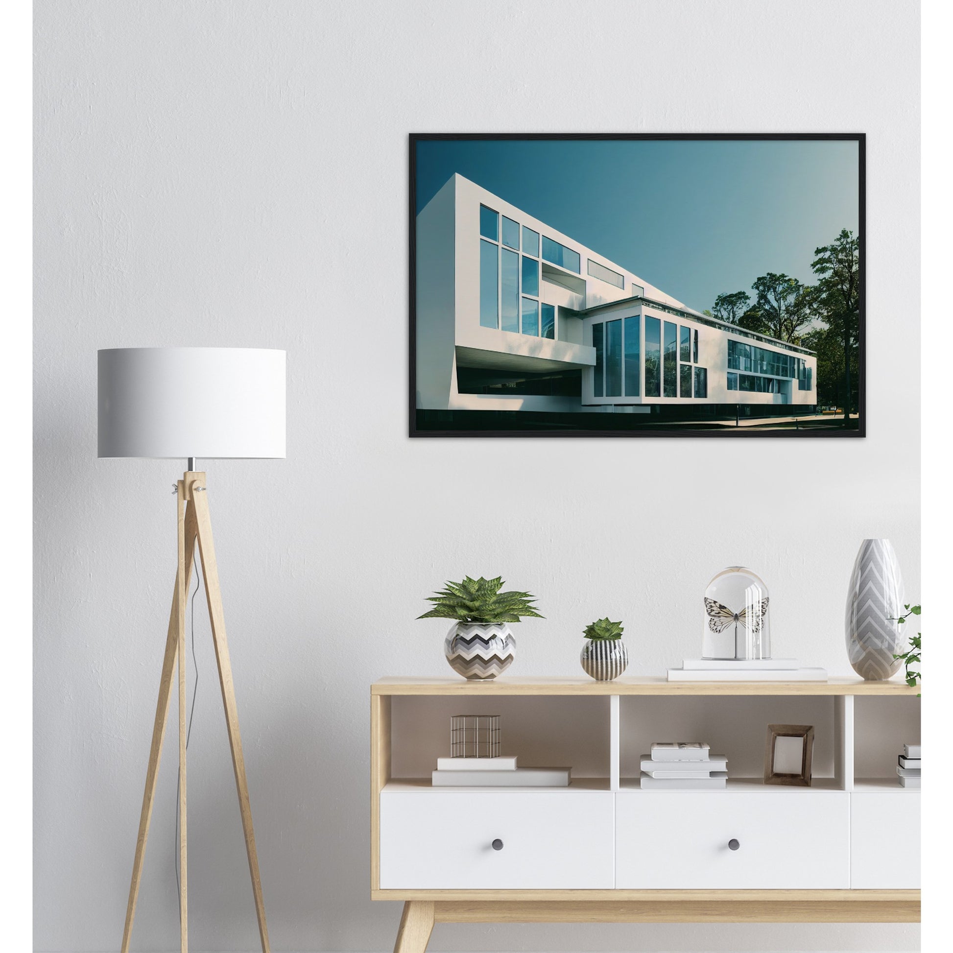 Poster mit Rahmen (Holz) - Museumsqualität - Modern Architecture - Barcelona - Fineart - Wandkunst - Poster with frame - vintage architecture - future architecture spain - home castle - artwork - art brand - printed cup personalized - pixelboys - madrid - Kunstdrucke - wandbilder - wall art - Kunst auf Tassen - Office Poster - Gastrotassen - Wanddekoration - Geschenkidee - Skyline - Barcelona - city Architecture - urbanism -