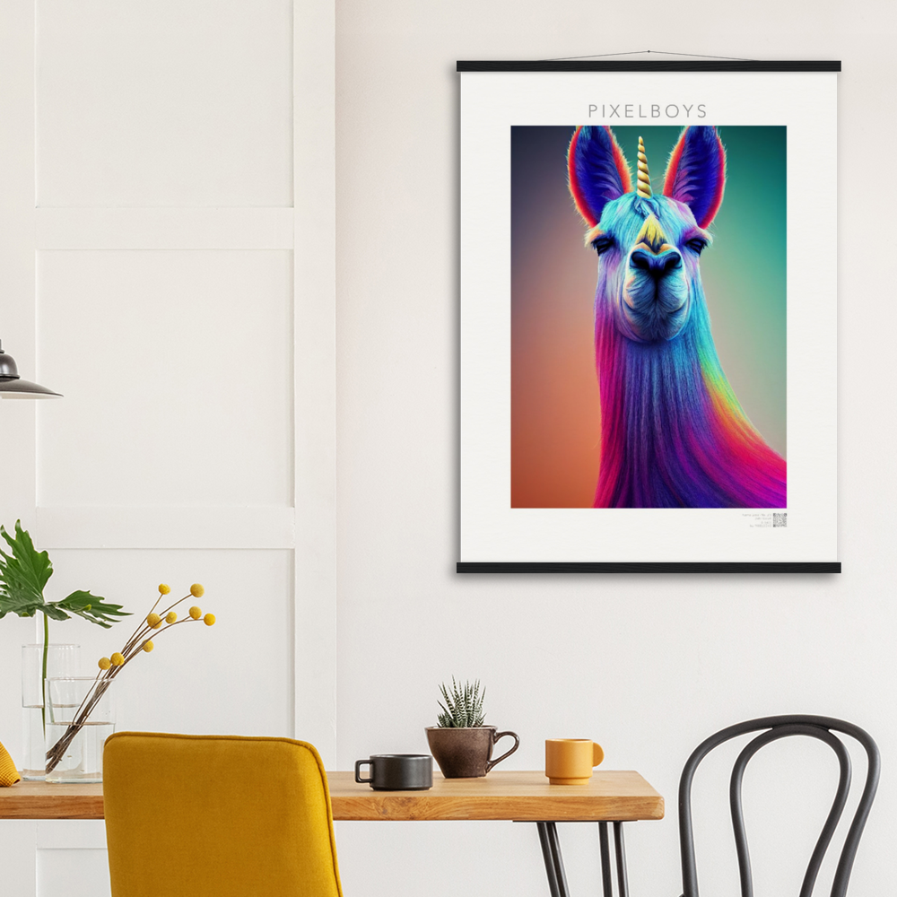 Poster mit Leisten (Holz)- Karma Lama No. 3 - "Bob" - Wandbild - Bob the Drag Queen - LGBTQI+ - Christopher Street Day - Pride Month - Lesbian - Gay - Bisexual - Transgender - Queer & Intersexual - rainbow flag - unicorn - einhorn - rainbow - regenbogen - heteronormativity - Drag Queens - Asexual - Künstler: "John Grayst" - Pixelboys - Atelier - Acryldruck - Museum - Germany - Berlin - USA - America - New York City - Los Angeles - Chicago - Houston - Phoenix - Philadelphia - Paris - Rom -