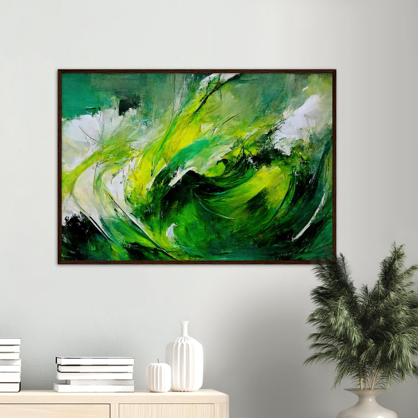 Poster mit Rahmen (Holz) in Museumsqualität - Green Storm - Ölgemälde - Grüner Sturm - Abstract - Klima - Planet - Fineart - Green Sea - Wandkunst - Holzrahmen - Poster with frame - Abstract Green Kollektion - artwork - art brand - printed cup personalized - pixelboys - Kunstdrucke - wandbilder - wall art - Kunst auf Tassen - vintage art - Office Poster - Gastrotassen - Wanddekoration - Fineart  - Colorfull - Dynamic - Geschenkidee - Acrylkunst - Geschenkidee - Office Poster - Acryldruck - Abstrakte Kunst -