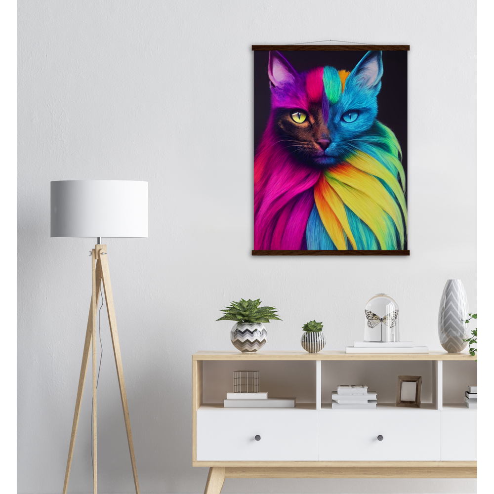 Poster mit Leisten - Mit edler Regenbogenkatze "Bella"