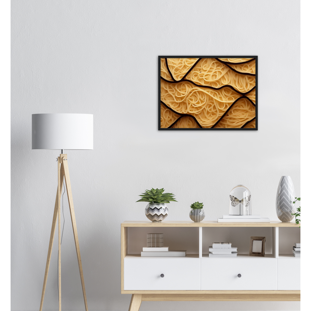 Poster mit Rahmen (Holz) - Spaghetti in shape - Pasta Love - Italien - China - Restaurant - Nudeln - Pasta - Teigwaren  - Wandkunst - Kunstdruck - Acryldruck - Kunstwerk - Office Poster - Poster mit Rahmen - Kaffee Tasse - Poster mit Leisten - Bedruckte Tassen - Kunst Marke - Art Brand - Kunstdrucke - Papier: 250g/qm - Künstler: Pixelboys - Poster with frame - Geschenkidee - Atelier Rome - Atelier Bologna - Atelier Milano -