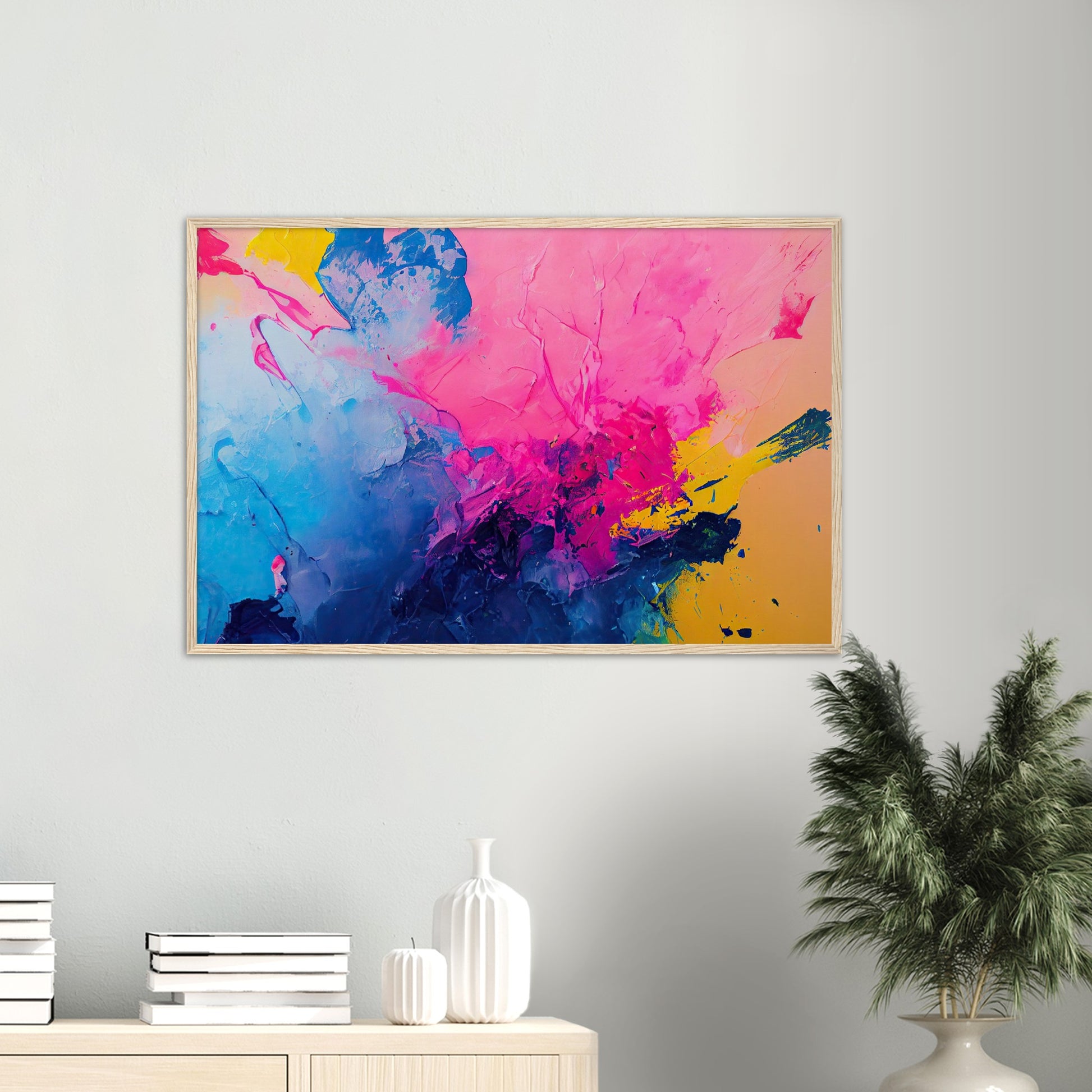 Poster mit Rahmen (Holz) in Museumsqualität - Color Splash - Art of Cubism - Fineart - bunt - Wandkunst - Colorfull - Poster with frame - Abstract Blue Kollektion - artwork - art brand - printed cup personalized - pixelboys - Kunstdrucke - wandbilder - wall art - Kunst auf Tassen - vintage art - Office Poster - Gastrotassen - Wanddekoration - Geschenkidee  - political peace - Baloon - Geschenkidee - Acrylkunst - Geschenkidee - Office Poster - Acryldruck - Abstrakte Kunst