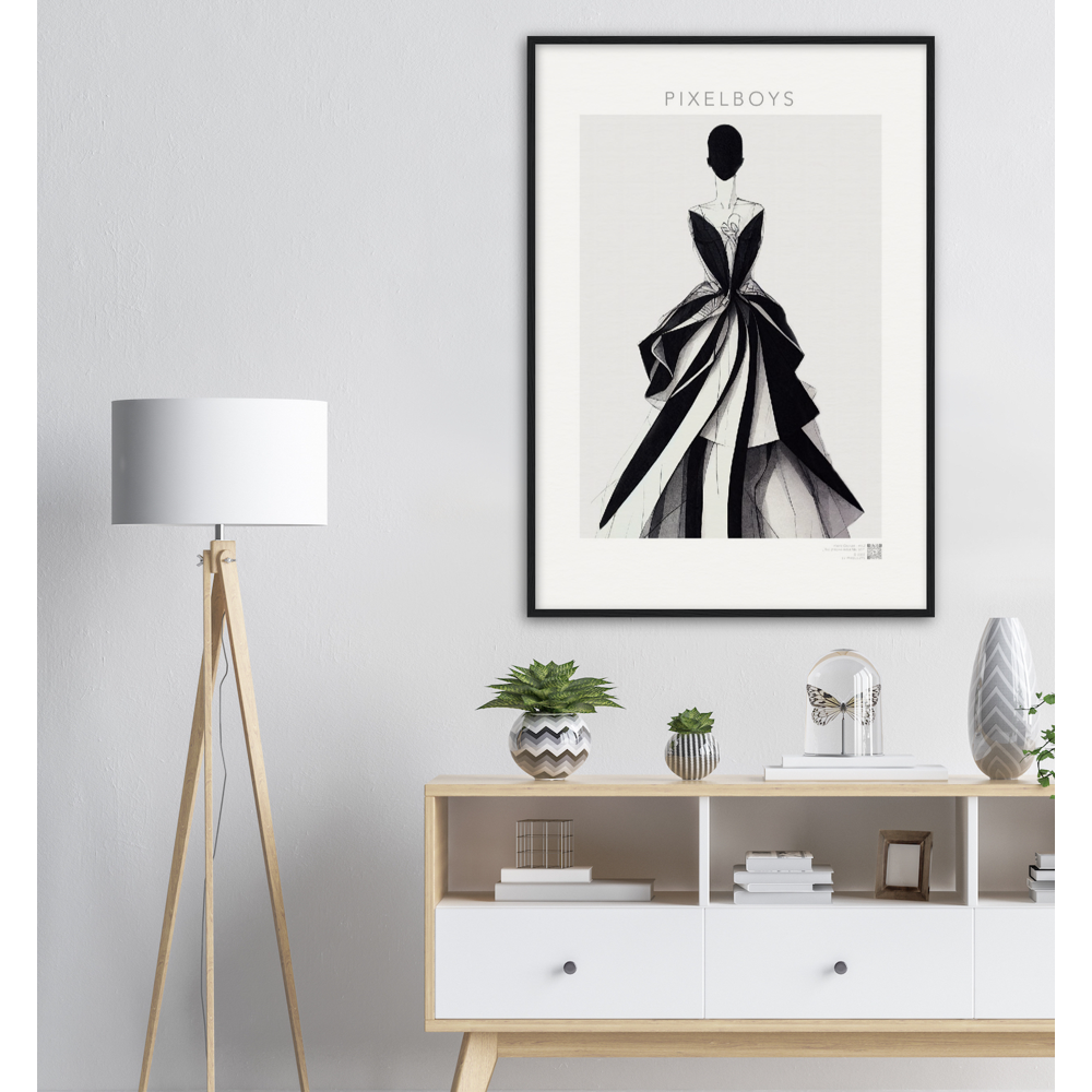 Poster Set mit Rahmen aus Holz in Museumsqualität -Haute Couture - Haute Couture - No. 2 - "Louise"- Künstler: "The Unknown Artist Nb. 517" - Pixelboys - Atelier - Paris - New York - Dubai - Milano -