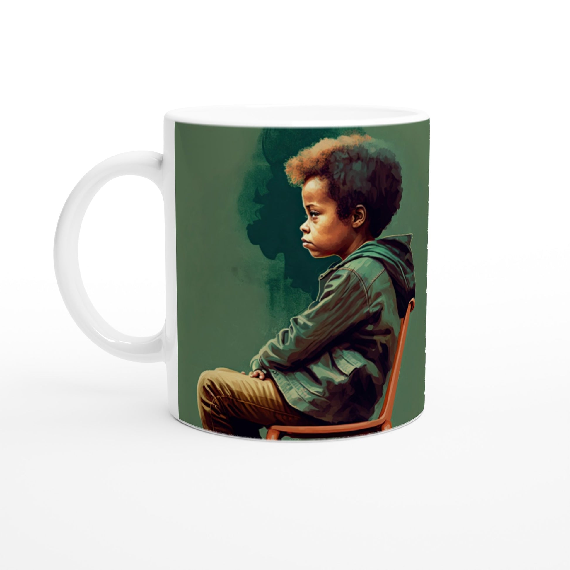 Personalisierte Tasse (bedruckt) - in Museumsqualität - Listening - The Son - Jeffrey - rasism - motherhood - Posterleisten - USA - Fineart - Posterrahmen  - Wandkunst - Holzrahmen - Poster with frame - people of color - artwork - art brand - printed cup personalized - Holzleisten - pixelboys - Kunstdrucke - wandbilder - wall art - Kunst auf Tassen  - Office Poster - Gastrotassen - Wanddekoration - Acrylkunst - Geschenkidee - Office Poster - Acryldruck - Abstrakte Kunst - Family Art -