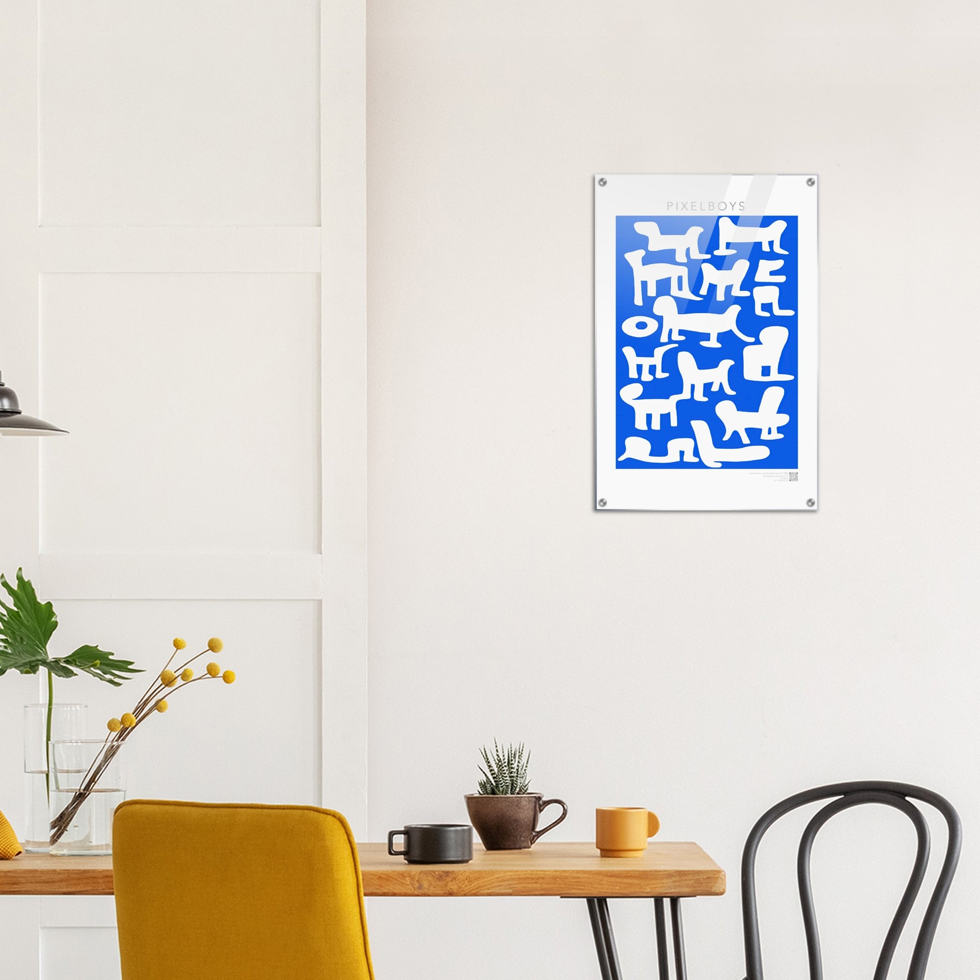 Acrylbild - in Museumsqualität - Doodlemania "weird animals on blue" - No.1 - Hunde - Katzen - Doodle Kunst - Poster mit Rahmen - doodle artwork - Acrylbild - Kunstdruck - Wandbild - office Poster - Poster with frame -  Künstler: Pixelboys & The Unknown Artist Nb.517 - keith haring - anti stress art - Art Brand - 