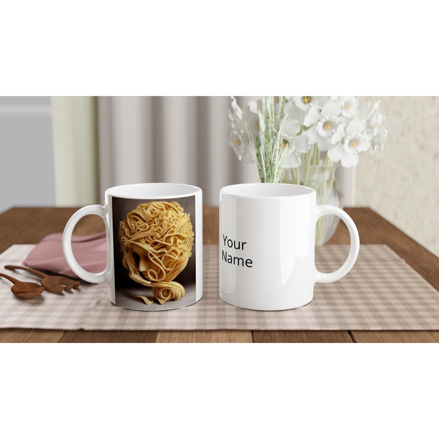  Personalisierte Tasse - Pastarized "The Woman" - No.3 - Italy - Bedruckte Tasse - Fine Art - Kunst auf Tassen - Personalized gifts -  Art Brand - Pixelboys - Kunstdruck - Künstler: John Grayst & Pixelboys -  Pasta Liebe - Nudeln - Face - Art with Noodles - Fineart Cup - Geschenkidee - Pasta Art - Tee Tasse - Poster with wood frame - Wall Art - Wandkunst auf Tassen -