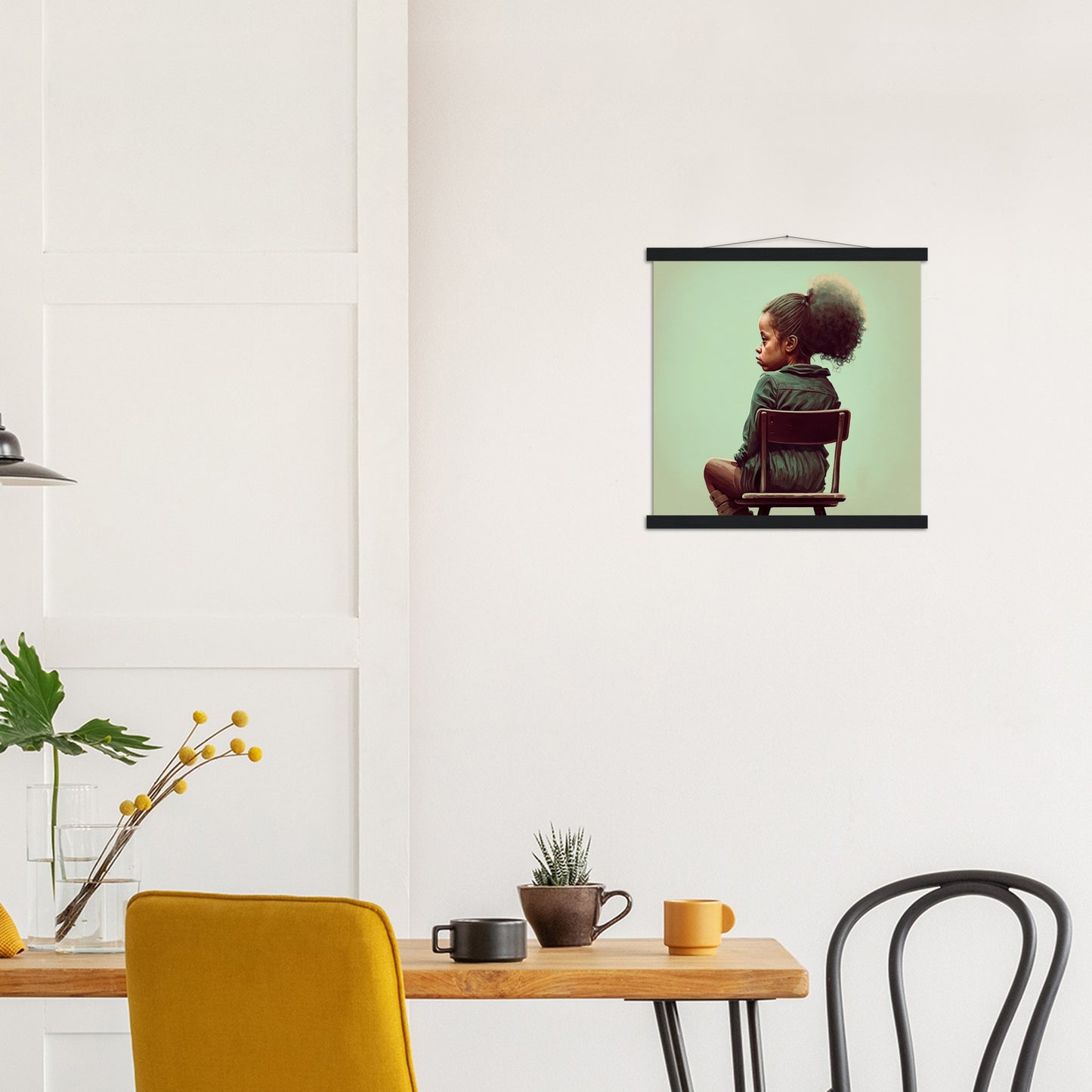 Poster mit Leisten (Holz) - in Museumsqualität - Listening - The daughter - Jessica - rasism - motherhood - Posterleisten - USA - Fineart - Posterrahmen  - Wandkunst - Holzrahmen - Poster with frame - people of color - artwork - art brand - printed cup personalized - Holzleisten - pixelboys - Kunstdrucke - wandbilder - wall art - Kunst auf Tassen  - Office Poster - Gastrotassen - Wanddekoration - Acrylkunst - Geschenkidee - Office Poster - Acryldruck - Abstrakte Kunst - Family Art -