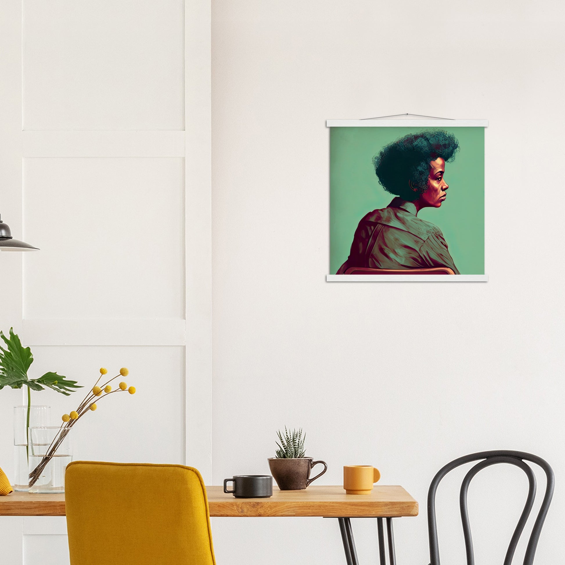 Poster mit Leisten (Holz) in Museumsqualität - Listening - The Mother - rasism - motherhood - Posterleisten - USA - Fineart - Posterrahmen  - Wandkunst - Holzrahmen - Poster with frame - people of color - artwork - art brand - printed cup personalized - Holzleisten - pixelboys - Kunstdrucke - wandbilder - wall art - Kunst auf Tassen  - Office Poster - Gastrotassen - Wanddekoration - Acrylkunst - Geschenkidee - Office Poster - Acryldruck - Abstrakte Kunst - Family Art -