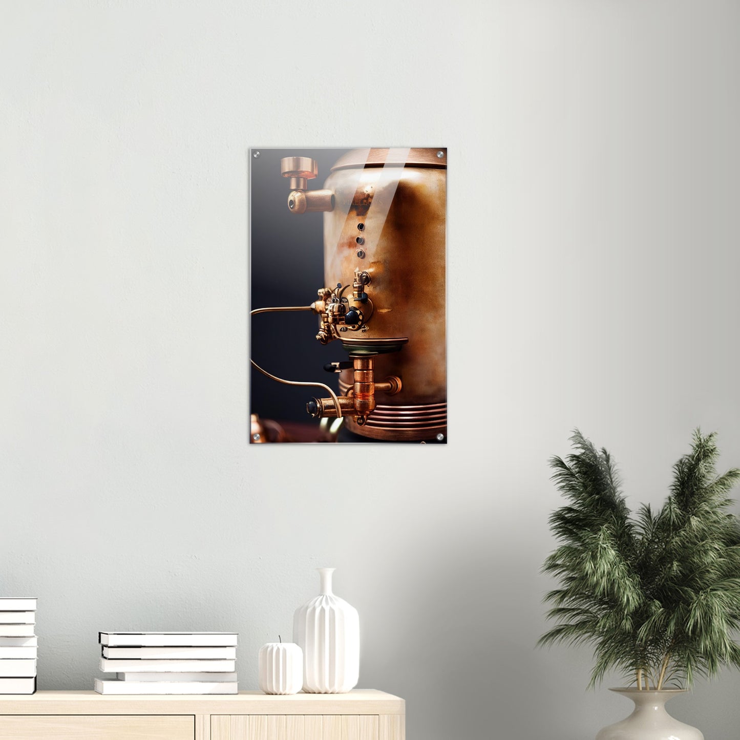 Acrylbild auf Glas - Kunstwerk - Steampunk - Coffee Maker - No.5 - Collection Cup - Pixelboys - Wandbild - Kunstwerk - Hotelkunst - Kunst auf Postern - Fine Art - Steampunk - Future - Maschine - Poster with frame - Office Poster - Art Brand - Pixelboys - Coffee House - Restaurant Poster - Wall Art - Kunstdruck - Geschenkidee - Kunst auf Acrylglas - Future Coffee Cup - Personalisierbare Tasse - Gastro Tasse - exklusiv - Acryldruck - Gastronomie Poster - Hotelposter - Steam Punk Kitchen -   