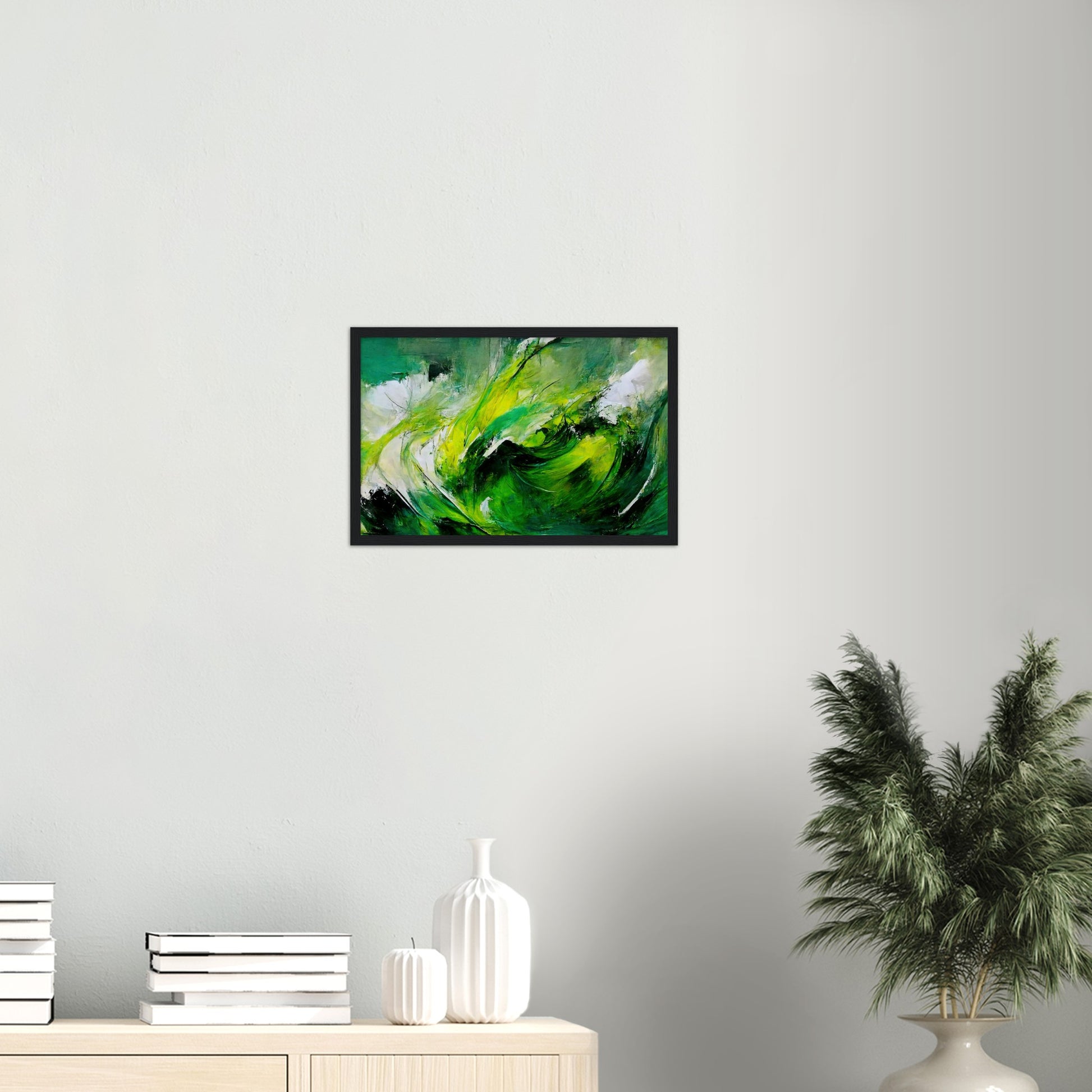 Poster mit Rahmen (Holz) in Museumsqualität - Green Storm - Ölgemälde - Grüner Sturm - Abstract - Klima - Planet - Fineart - Green Sea - Wandkunst - Holzrahmen - Poster with frame - Abstract Green Kollektion - artwork - art brand - printed cup personalized - pixelboys - Kunstdrucke - wandbilder - wall art - Kunst auf Tassen - vintage art - Office Poster - Gastrotassen - Wanddekoration - Fineart  - Colorfull - Dynamic - Geschenkidee - Acrylkunst - Geschenkidee - Office Poster - Acryldruck - Abstrakte Kunst -