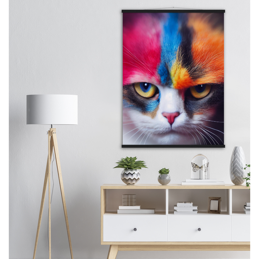 Poster mit Leisten - Mürrische Regenbogen Katze "Lucy"