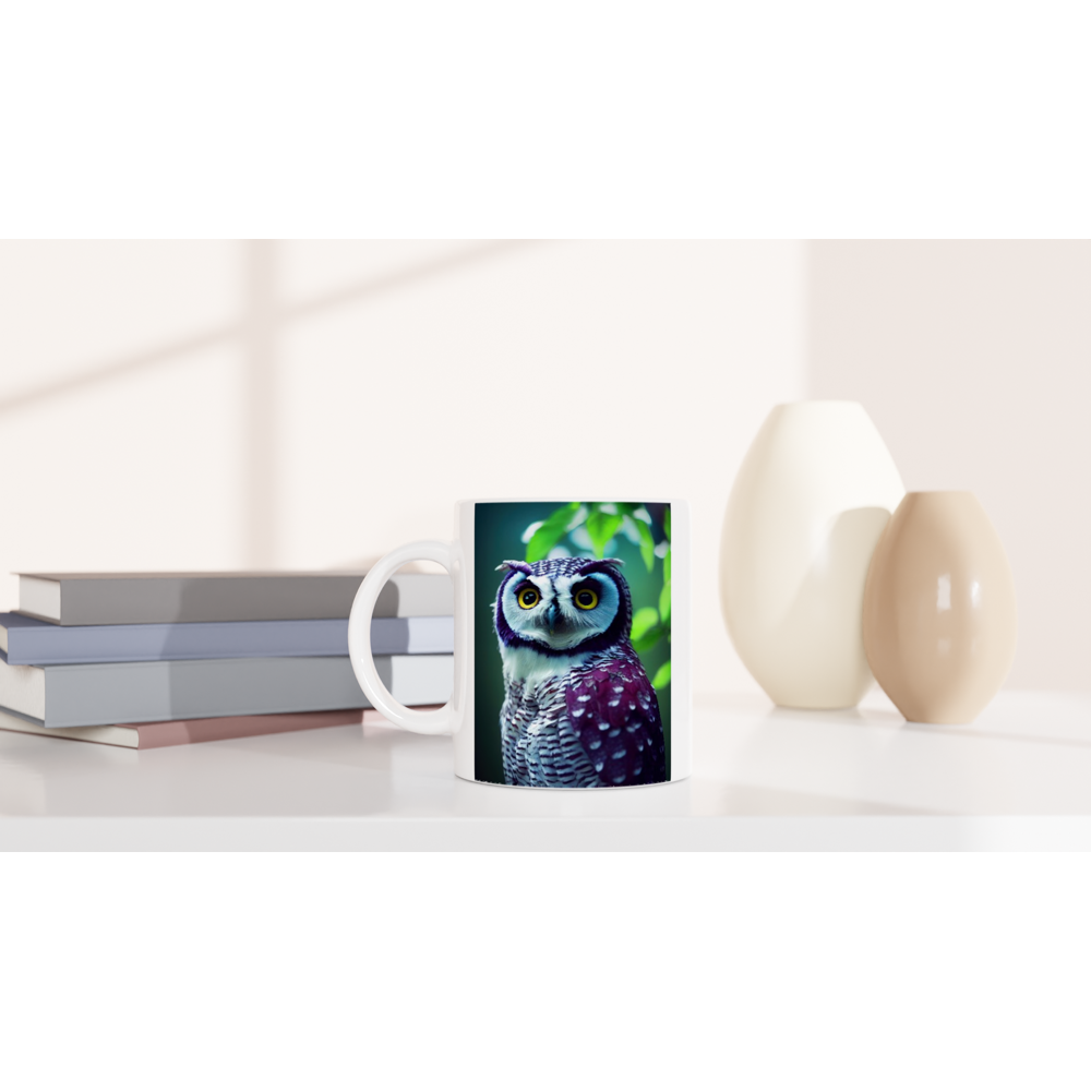 Personalisierbare Tasse - Fruit Owl No.5 - "Sini", the bluberry owl - Wandkunst - Kunstdruck - Heidelbeereule - (lat. bubo vaccinium) - Acryldruck - Heidelbeere Eule - Fruchteulen - blueberry owl- Vogel - Uhu - Bird - Strigiformes - Noctua - Ornithologie - Kunstwerk  - Office Poster - Poster mit Rahmen - Kaffee Tasse - Poster mit Leisten - Bedruckte Tassen - Kunst Marke - Art Brand - Wandbild - Kunstdrucke - Papier: 250g/qm - Künstler: John Grayst & Pixelboys - Eulen - Owl - Geschenkidee - 