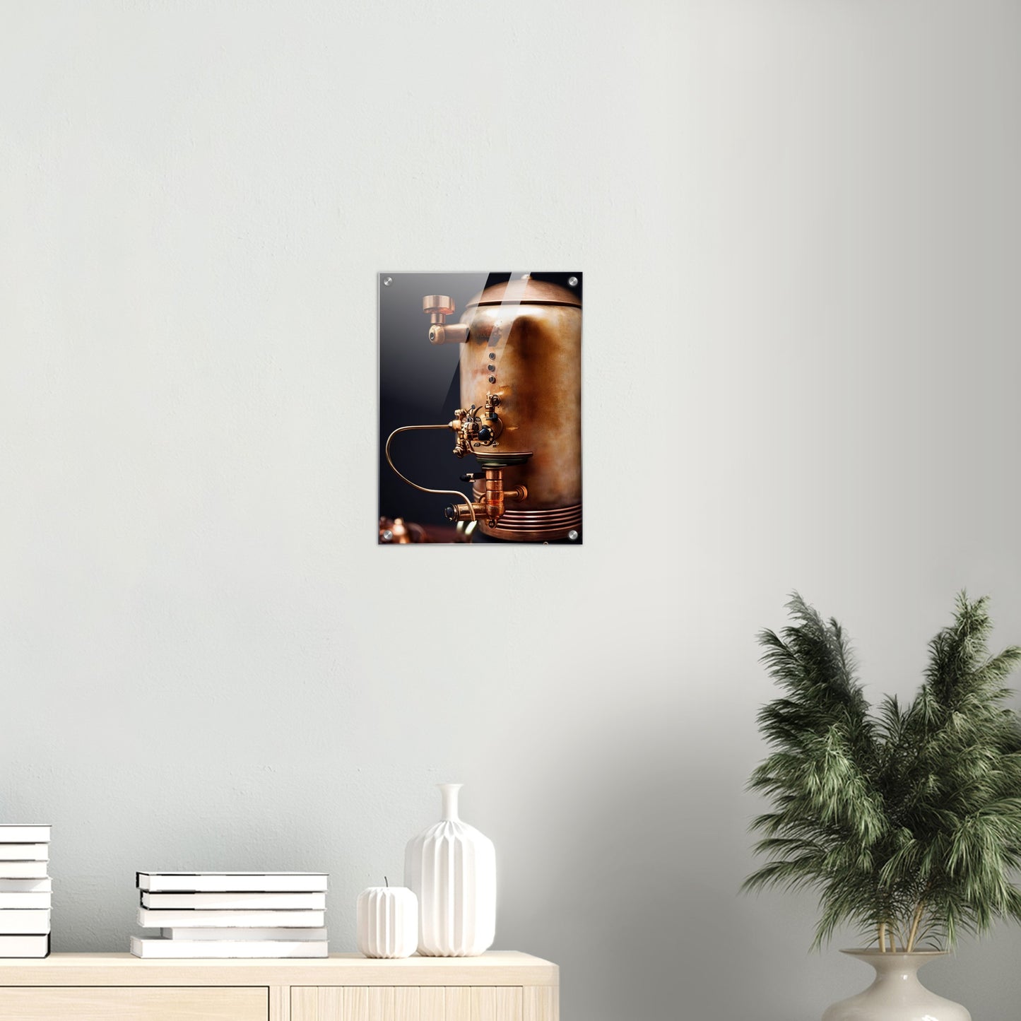 Acrylbild auf Glas - Kunstwerk - Steampunk - Coffee Maker - No.5 - Collection Cup - Pixelboys - Wandbild - Kunstwerk - Hotelkunst - Kunst auf Postern - Fine Art - Steampunk - Future - Maschine - Poster with frame - Office Poster - Art Brand - Pixelboys - Coffee House - Restaurant Poster - Wall Art - Kunstdruck - Geschenkidee - Kunst auf Acrylglas - Future Coffee Cup - Personalisierbare Tasse - Gastro Tasse - exklusiv - Acryldruck - Gastronomie Poster - Hotelposter - Steam Punk Kitchen -   